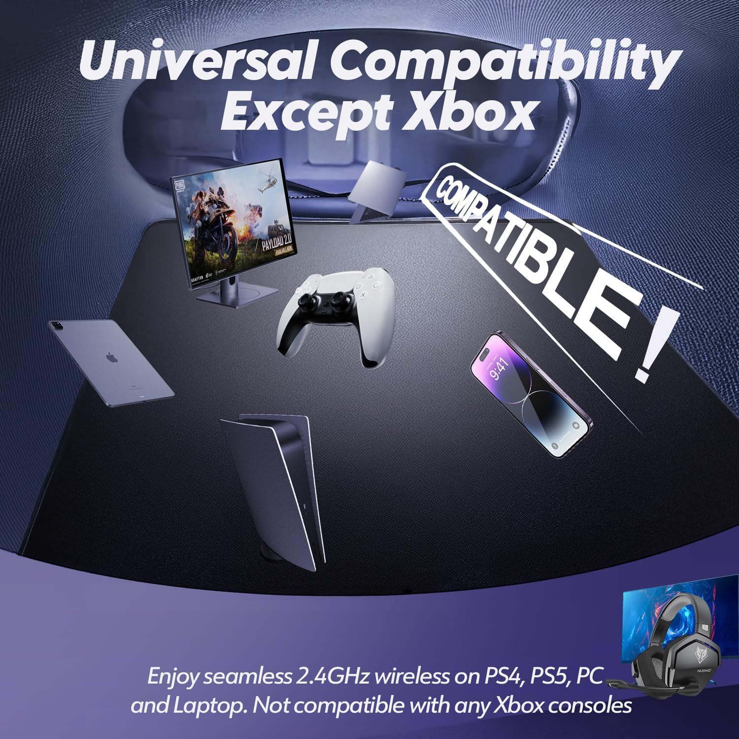 Thumbnail 6 de NUBWO G06 cuffie gaming wireless 7.1, 100+ ore