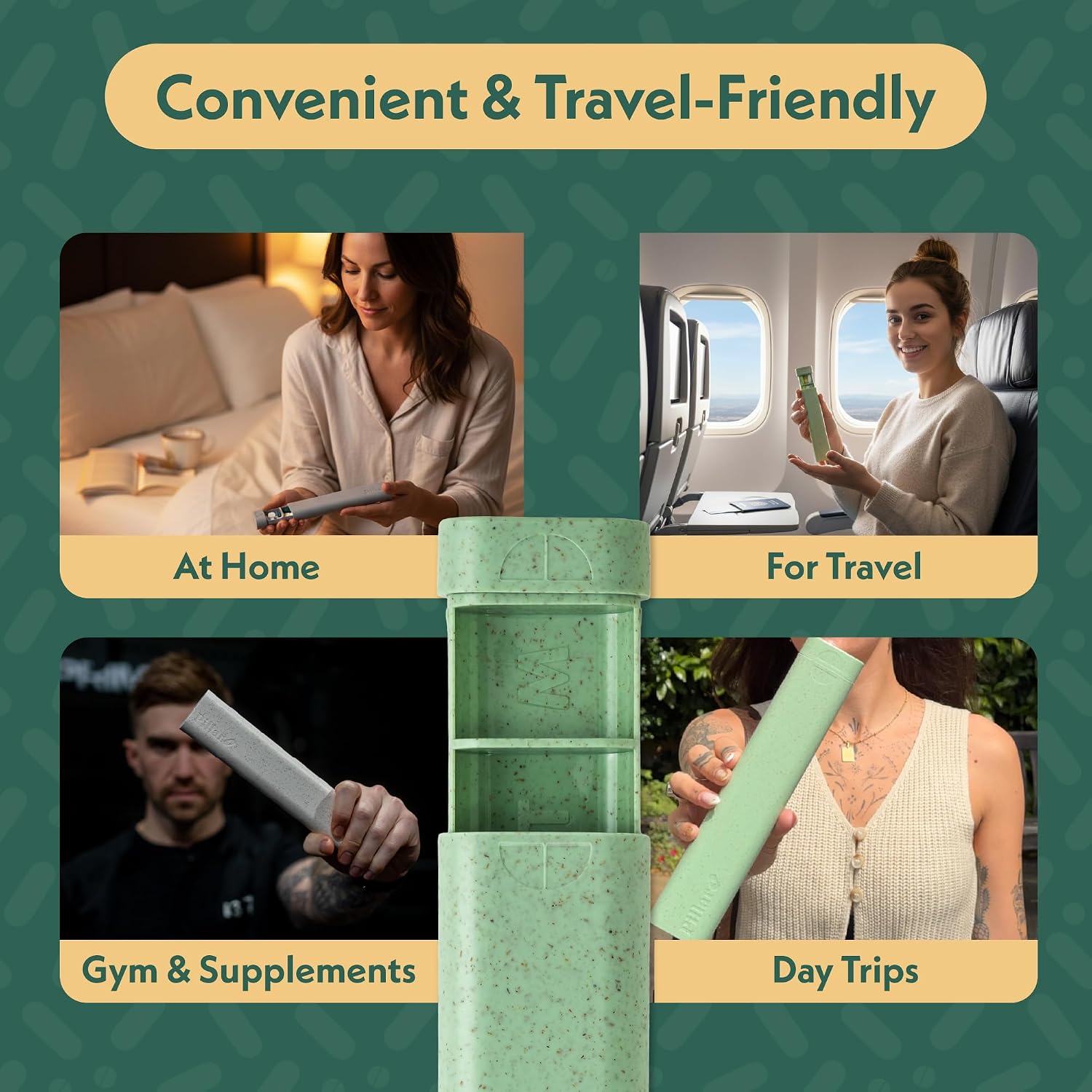Detalle de Pillar Plus 7 Day XL Pill Organiser – Sage Green