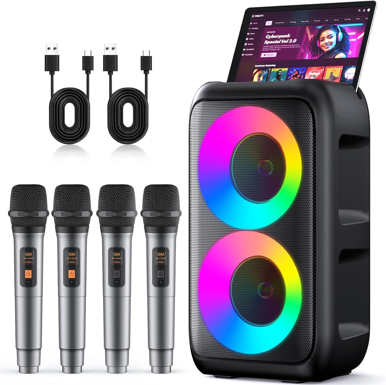 Detalle de Karaoke Machine with 4 Wireless Microphones