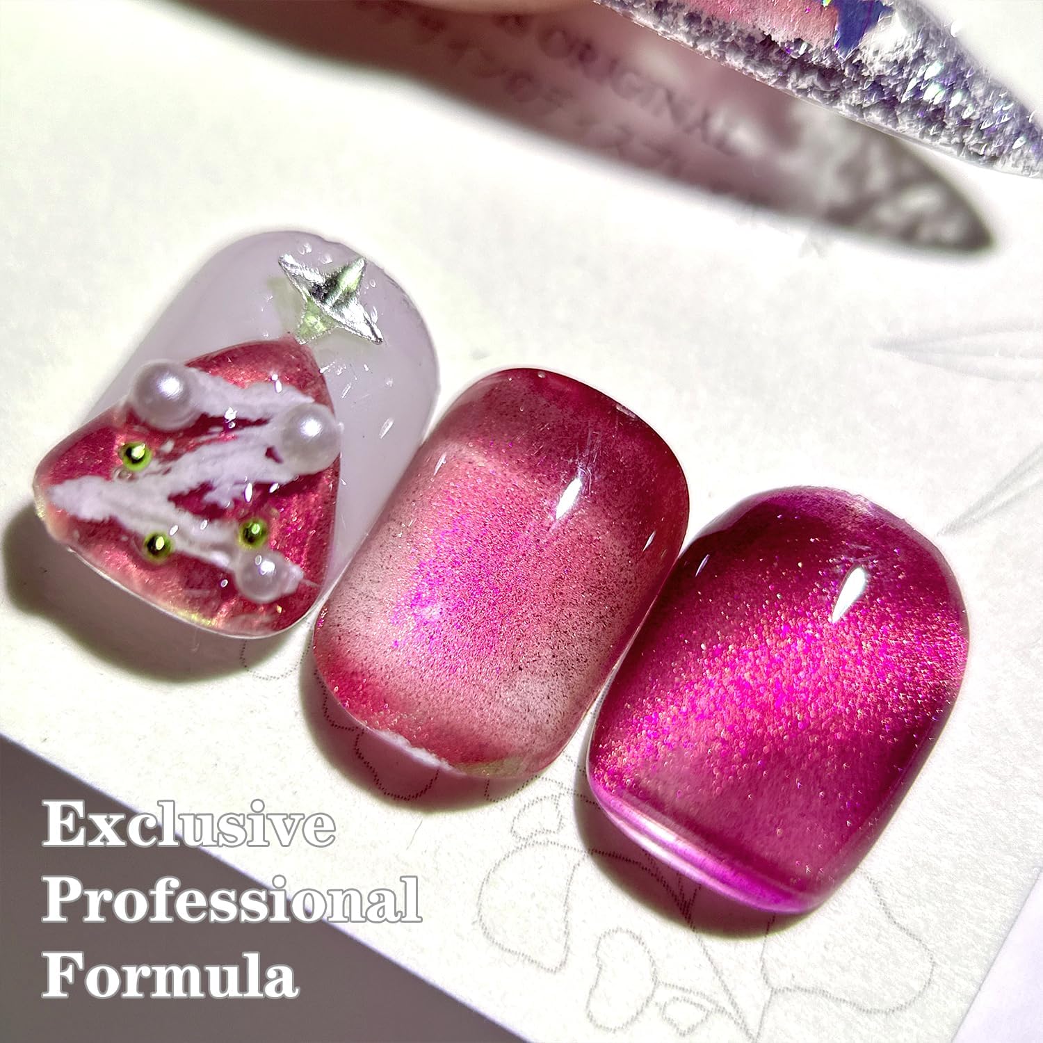 Detalle 2 de Senvenski Gelatina Vetri Cat Eye: Smalto Semipermanente 15ML con Bacchetta Magnetica (Occhi di Gatto) – Rosa Fucsia