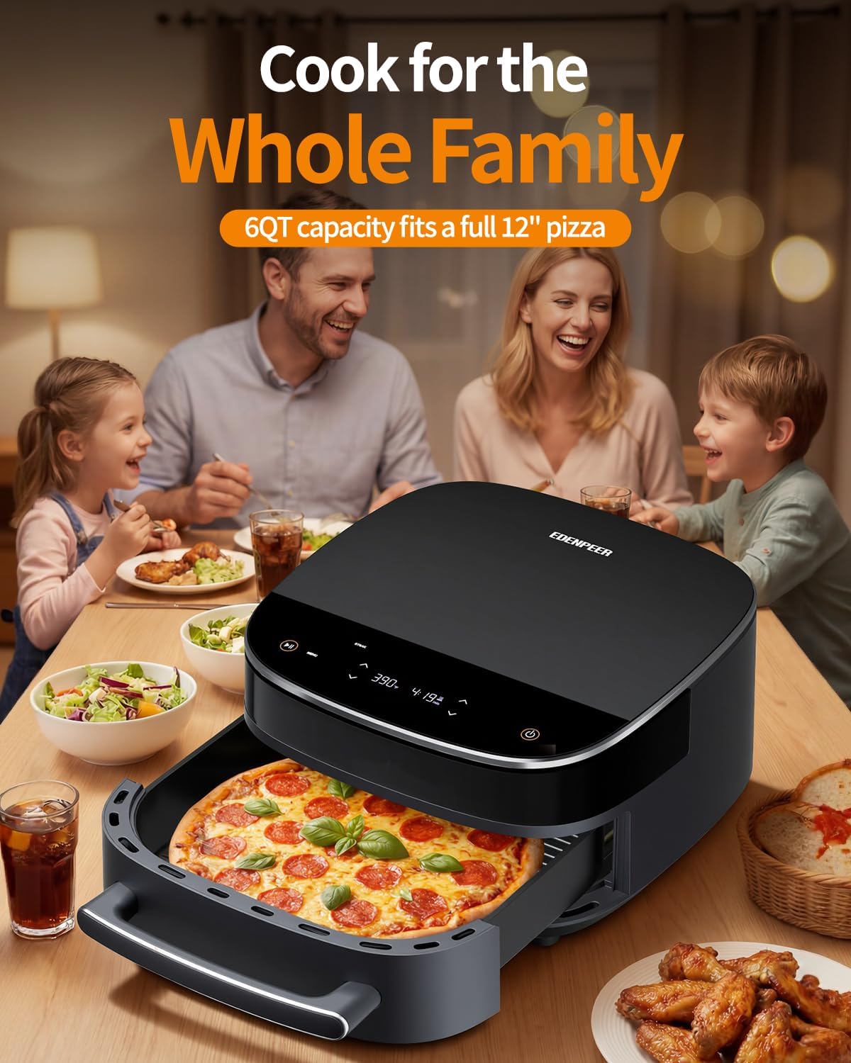 Detalle 2 de EDENPEER Extra Large Air Fryer 6 QT ๐