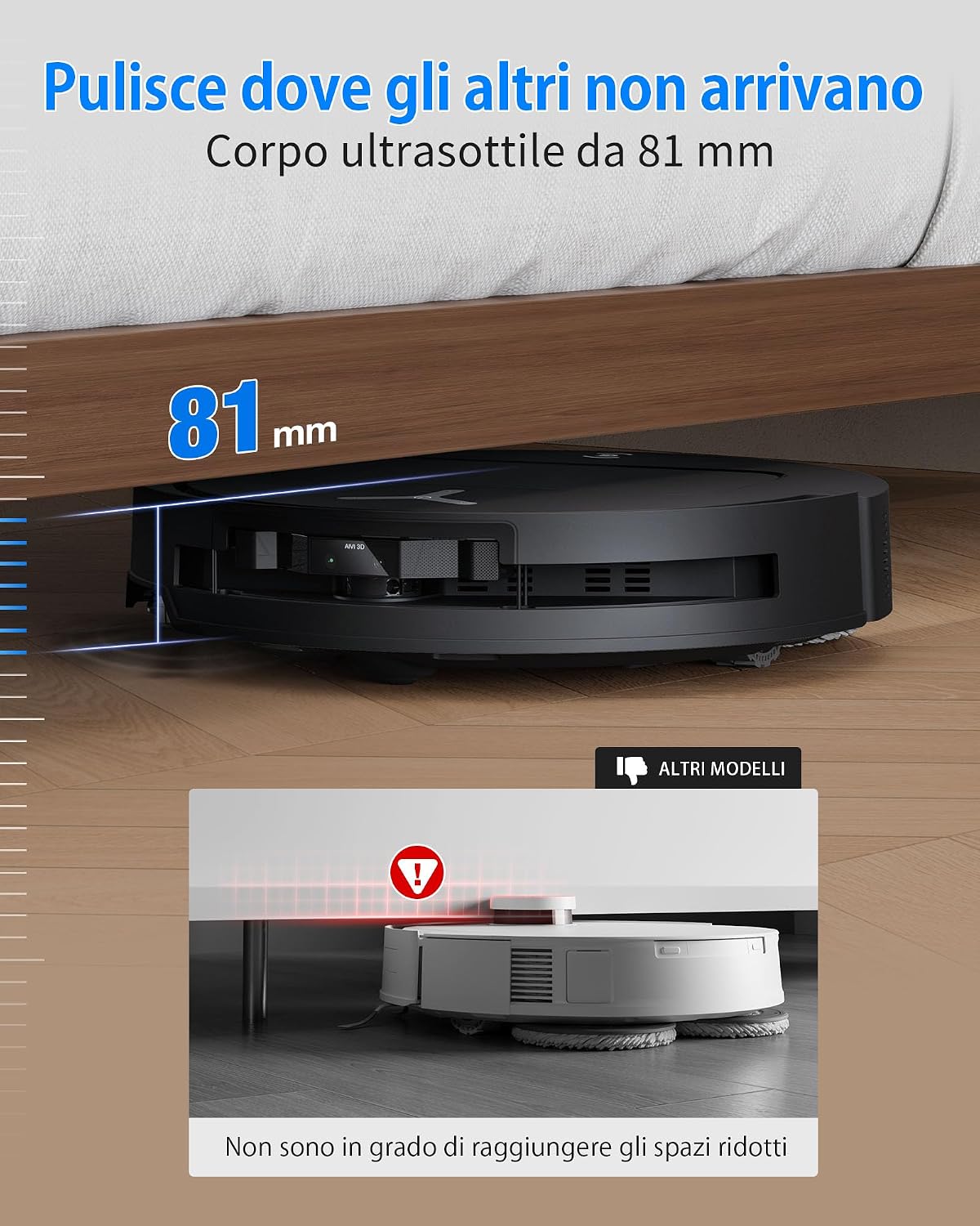 Detalle de ECOVACS Deebot T50 Omni Gen3: robot lavapavimenti con ZeroTangle 3.0 e stazione All-in-One