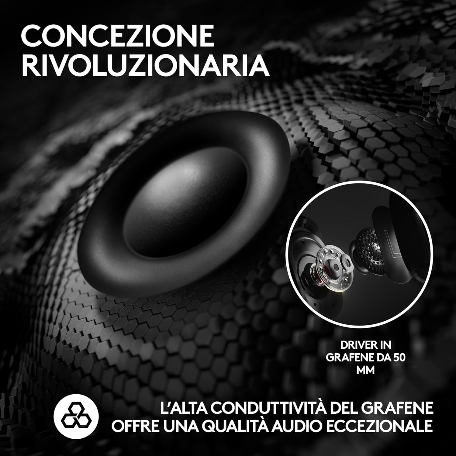 Detalle 2 de Logitech G PRO X 2 LIGHTSPEED: Cuffie gaming wireless con microfono rimovibile e driver grafene 50 mm