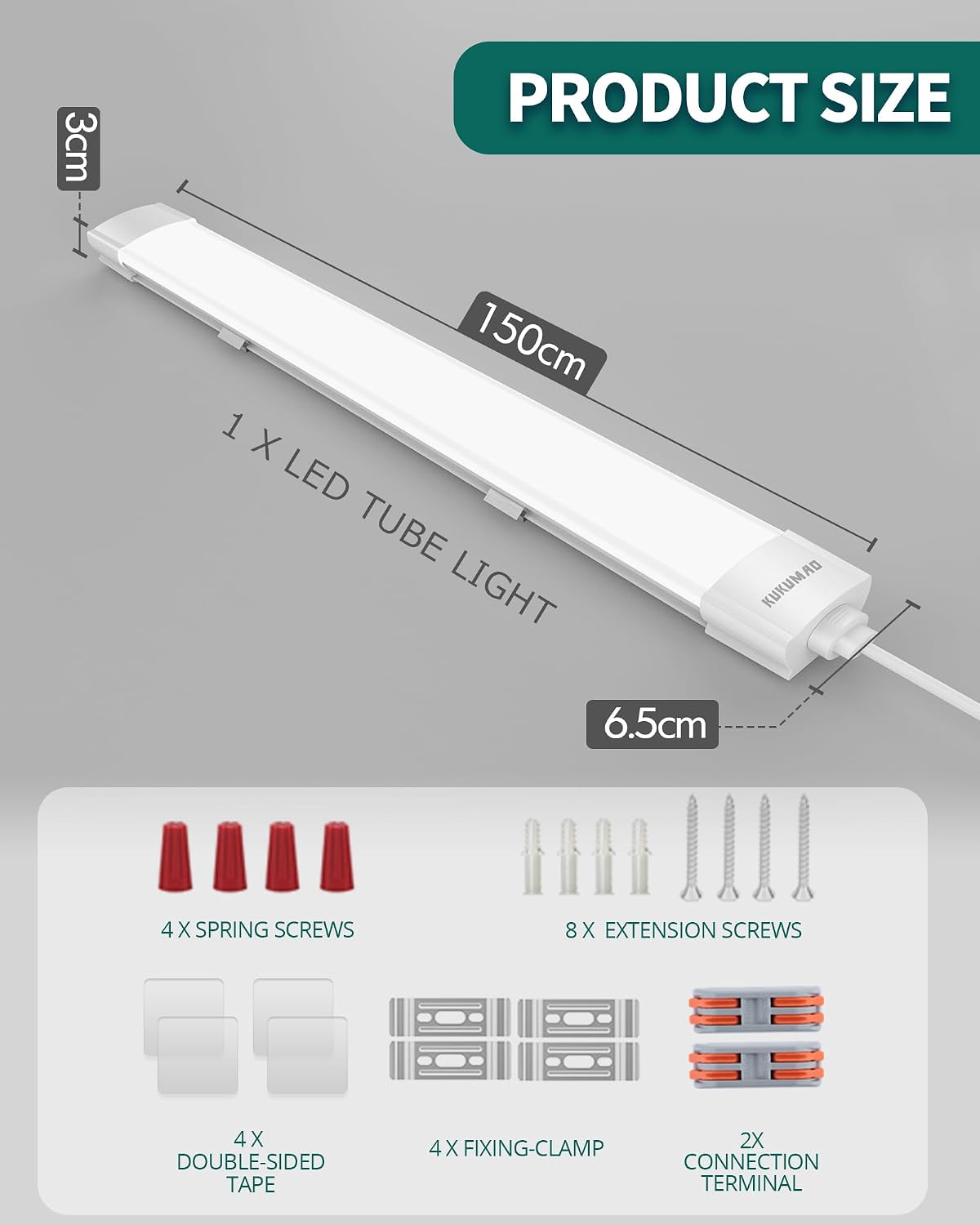 Thumbnail 1 de KUKUMAO LED batten light 45W 6000K