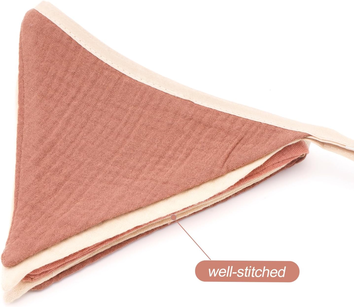Thumbnail 4 de G2PLUS Muslin Fabric Bunting for Nursery (6-Flag, 1.9m) - Double-Sided Cotton Triangle Banner in Coffee & Beige
