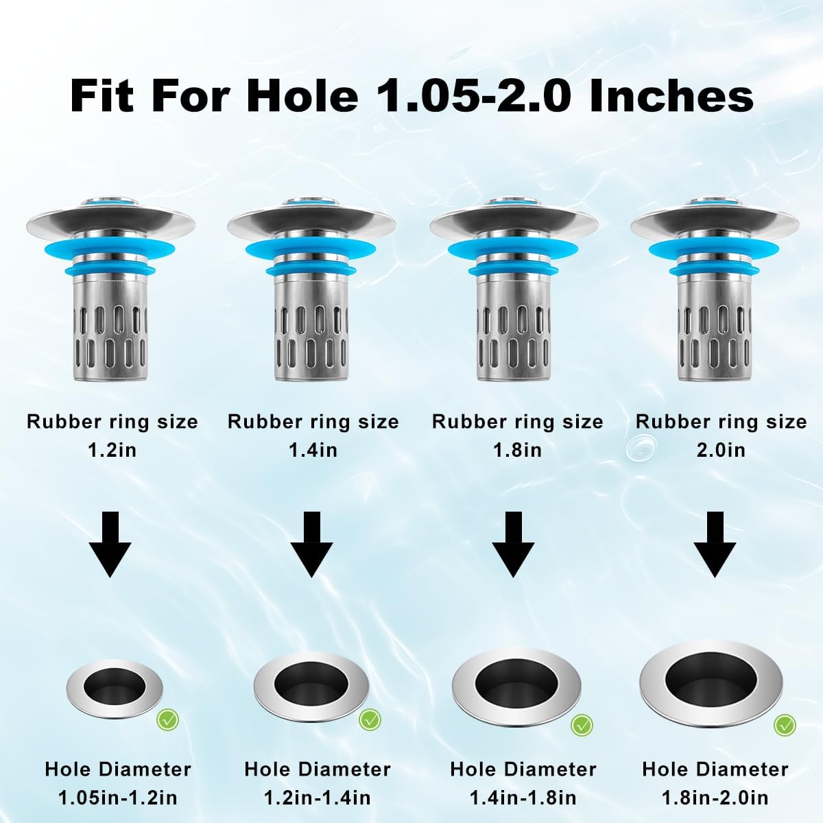 Detalle de All Metal Bathroom Sink Stopper: Universal Pop Up Drain Strainer with Removable Stainless Filter Basket