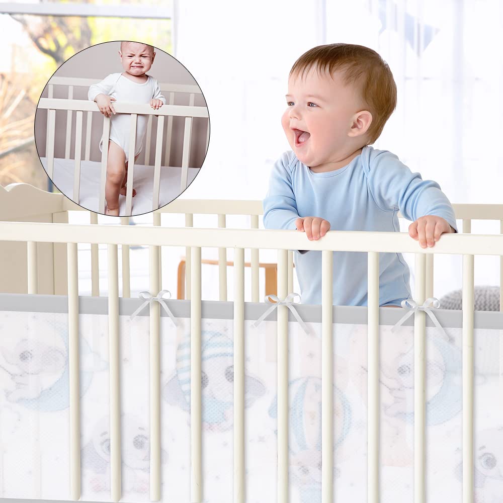 Detalle de Aolso Bettumrandung Babybett mit abnehmbaren Nestchen (2-teilig), 340 cm + 160 cm lang, Elefanten