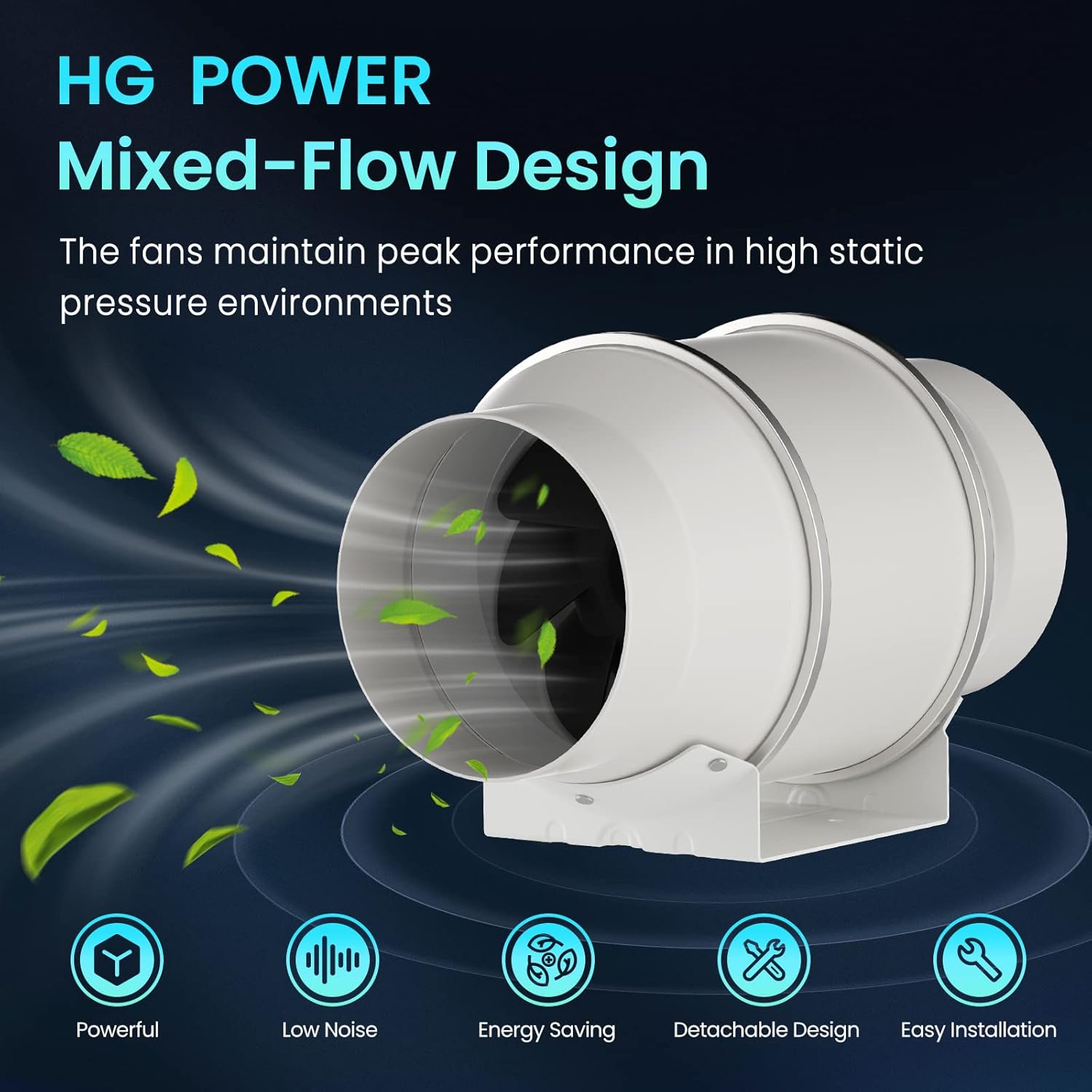 Detalle de HG Power ventilateur de conduit 150 mm avec contrôleur de vitesse variable et moteur EC (647 m³/h)