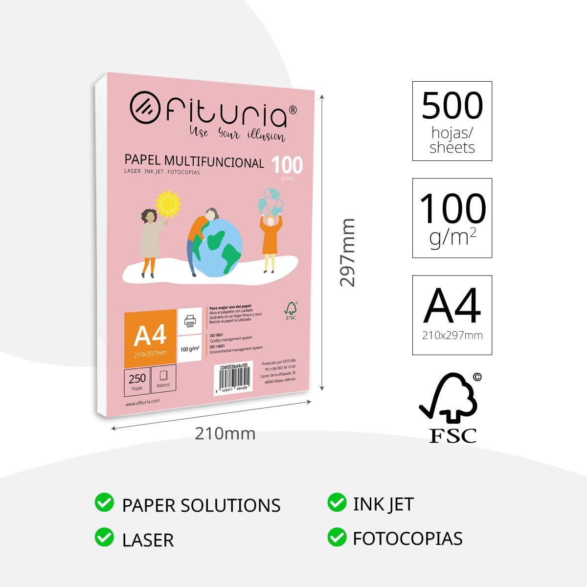 Thumbnail 1 de Ramette de papier A4 100 g/m² – 500 feuilles blanches, polyvalente pour école et bureau