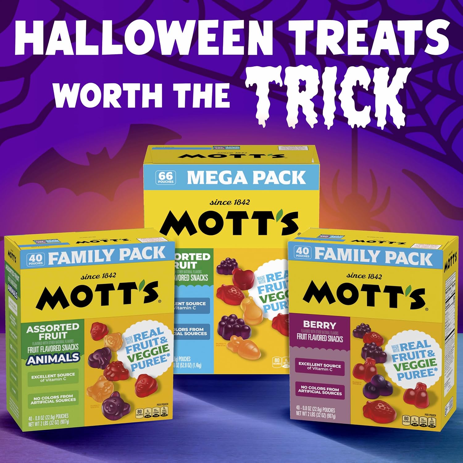 Detalle 2 de Mott's Assorted Fruit Flavored Snacks, 66 Count, Real Fruit & Veggie Puree