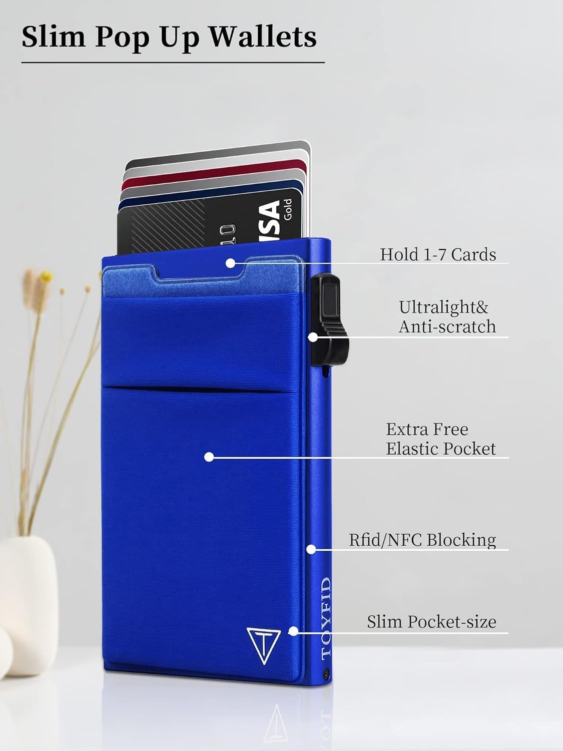 Thumbnail 5 de TOYFID schlanke Herren-Geldbörse mit RFID-Blocker und Kartenfach für 6 Karten (blau)