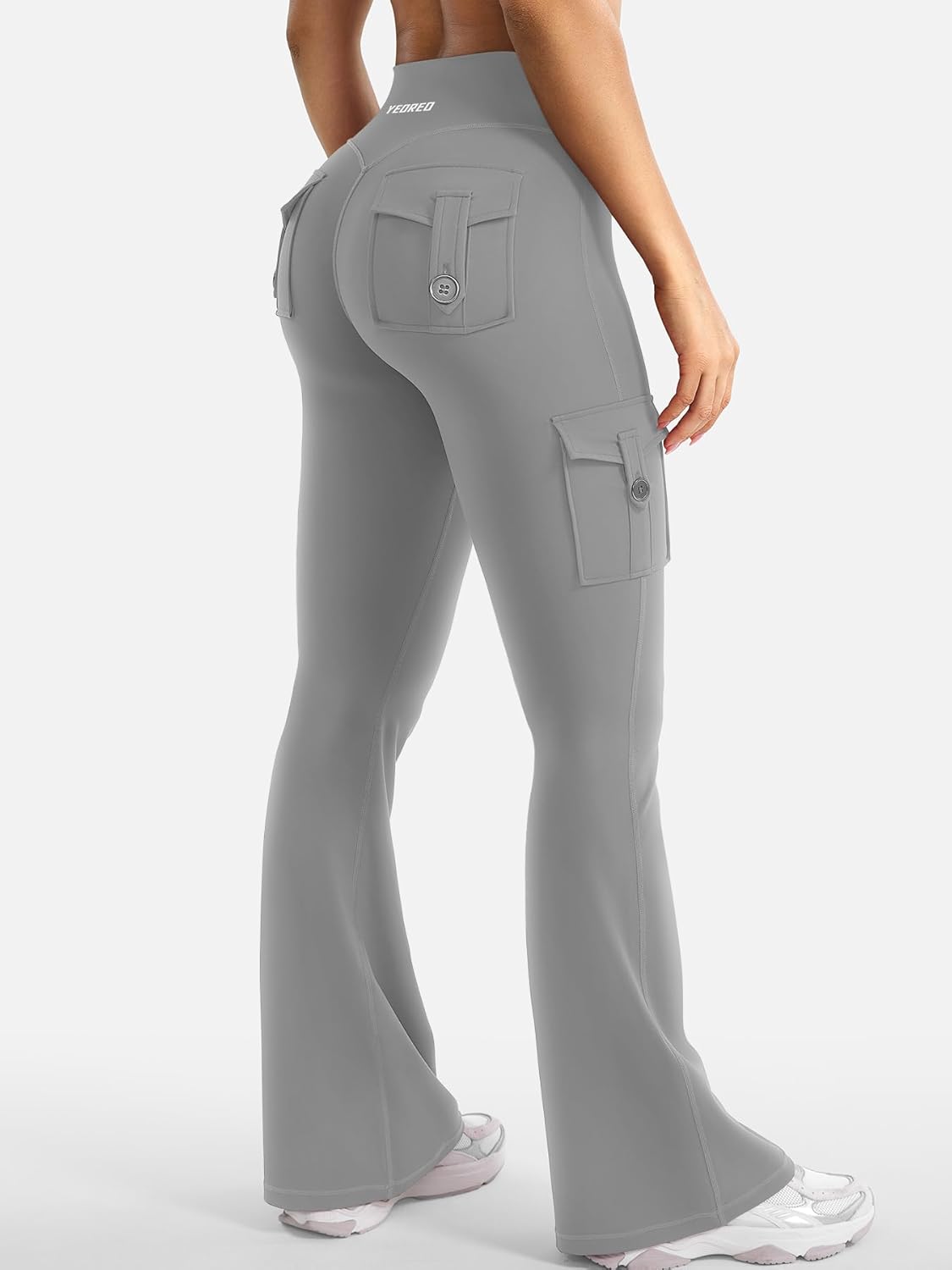 Detalle de YEOREO CoreFlex Damen Flare leggings – 4 Taschen, High Waist, Scrunch Butt, Unsichtbar & Lästig bequem