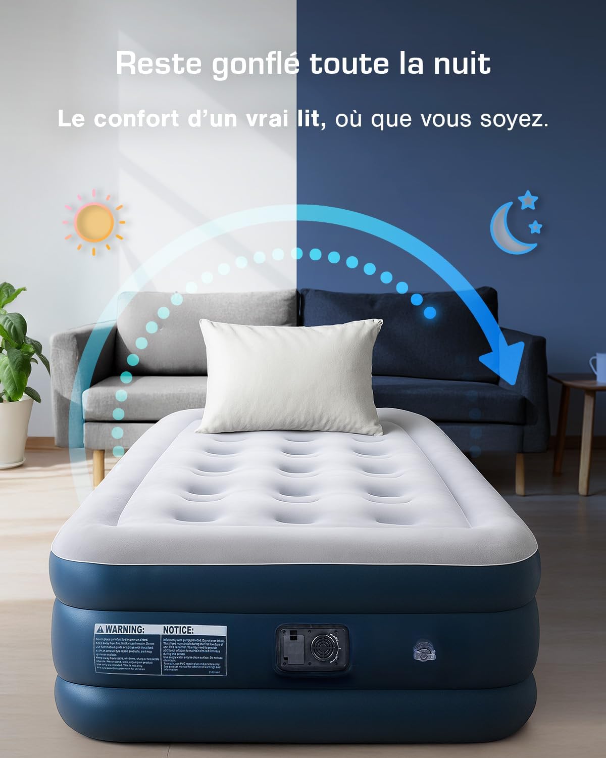 Thumbnail 1 de Active Era Matelas gonflable 1 place 99×188×36,5 cm – Confort Max avec pompe électrique intégrée