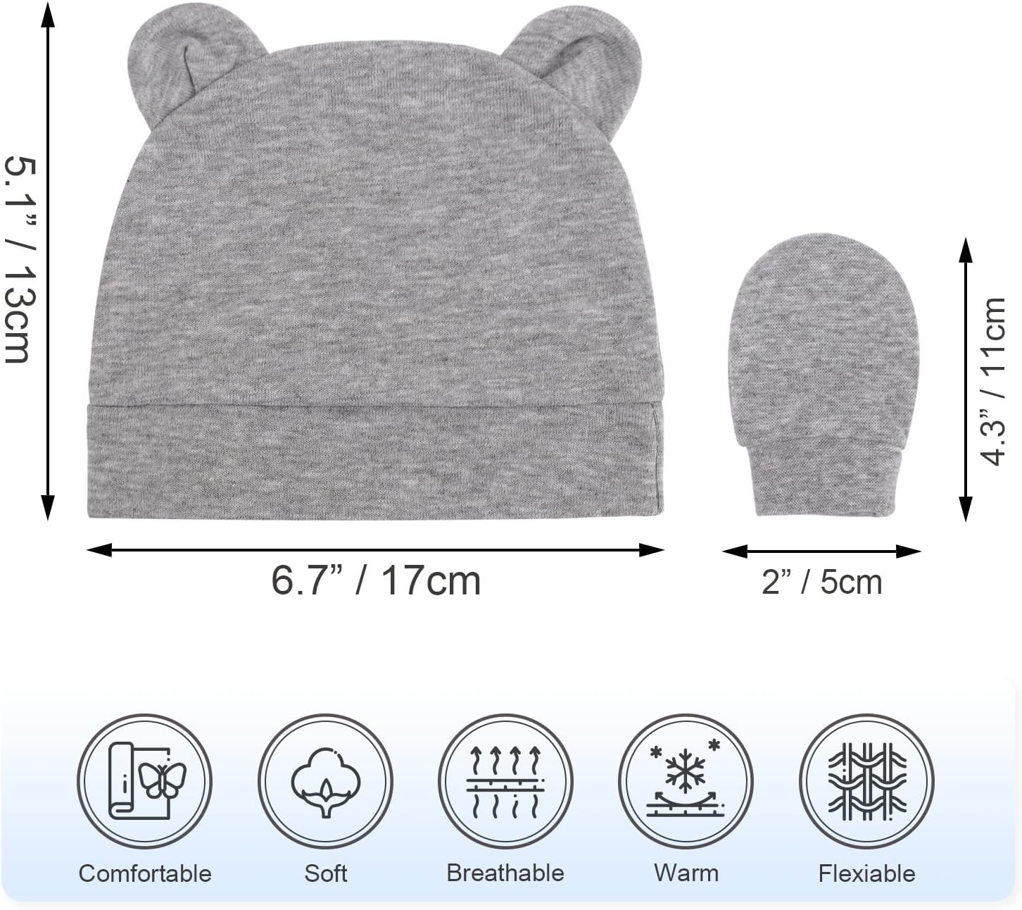 Thumbnail 6 de DRESHOW Newborn Beanie & Gloves 0-6 Months