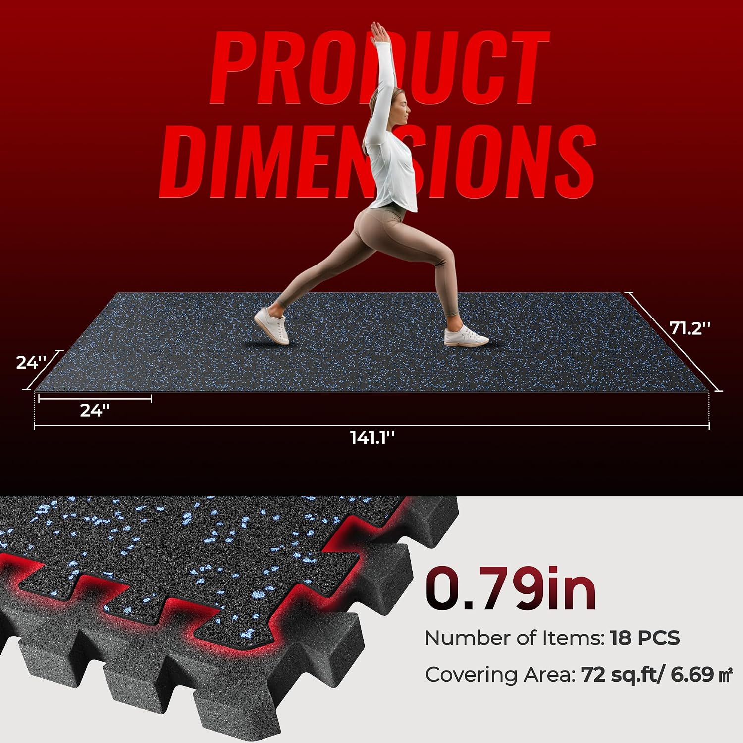 Thumbnail 5 de SUPERJARE 0.79" Extra-Thick Exercise Mats for Home Gym ๐ท