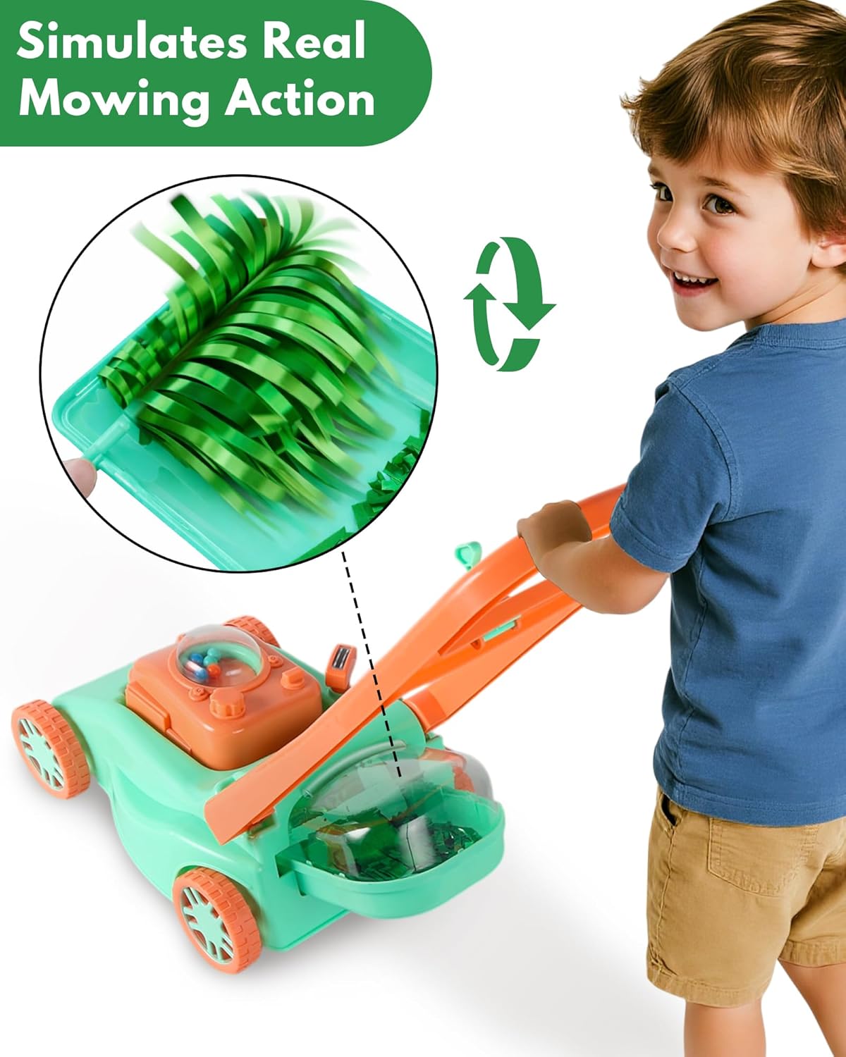 Thumbnail 1 de Kids Lawn Mower Toy with Realistic Grass-Cutting Action (No Batteries) for Ages 3–6