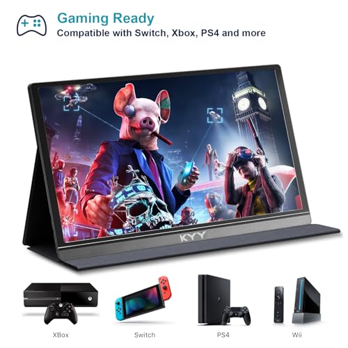 Detalle de KYY Portable Monitor 15.6" 1080P: Slim, versatile screen extender with cover