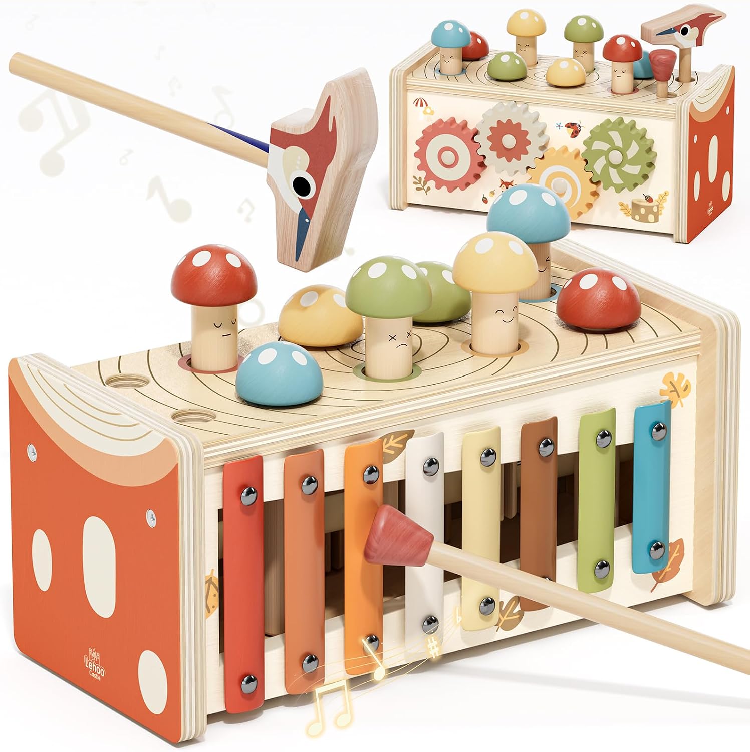 Detalle de Lehoo Castle Montessori Pounding Toy, Mushroom Design