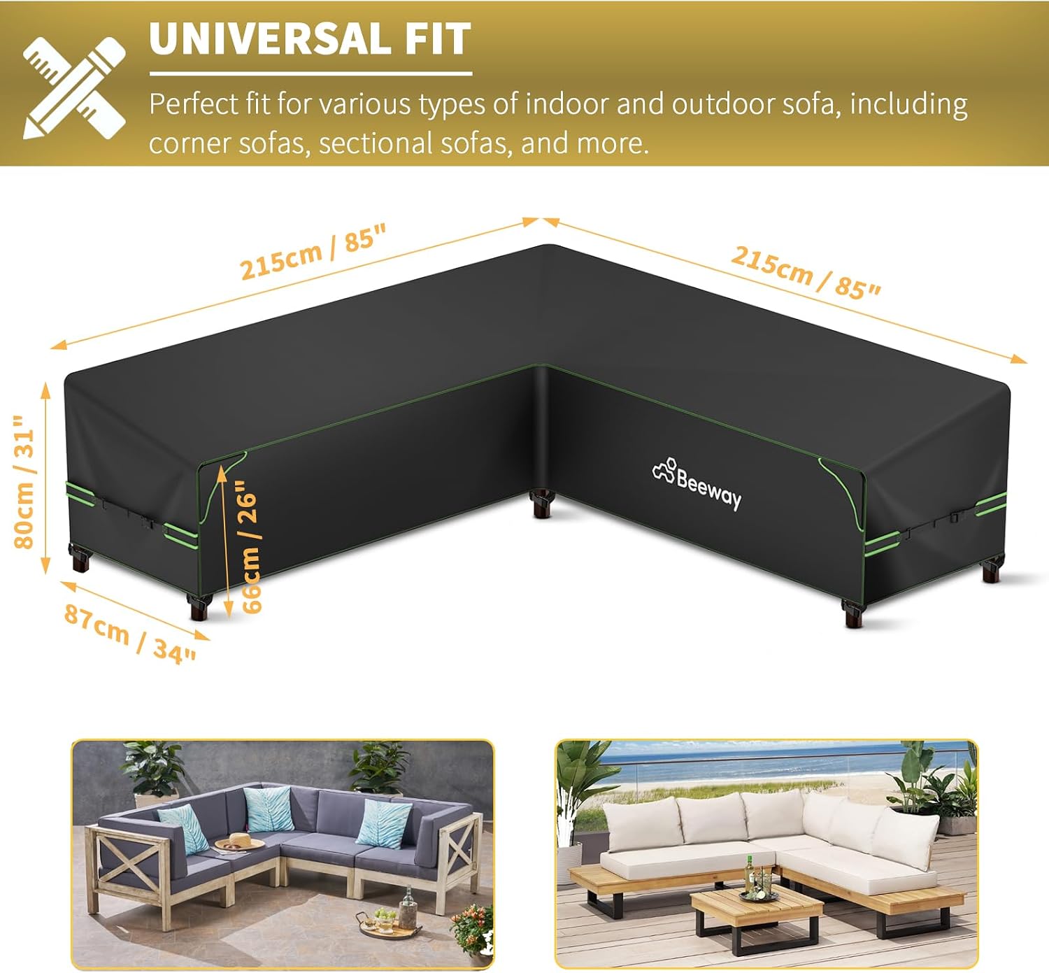 Detalle 2 de BEEWAY L Shape sofa cover 215x87cm