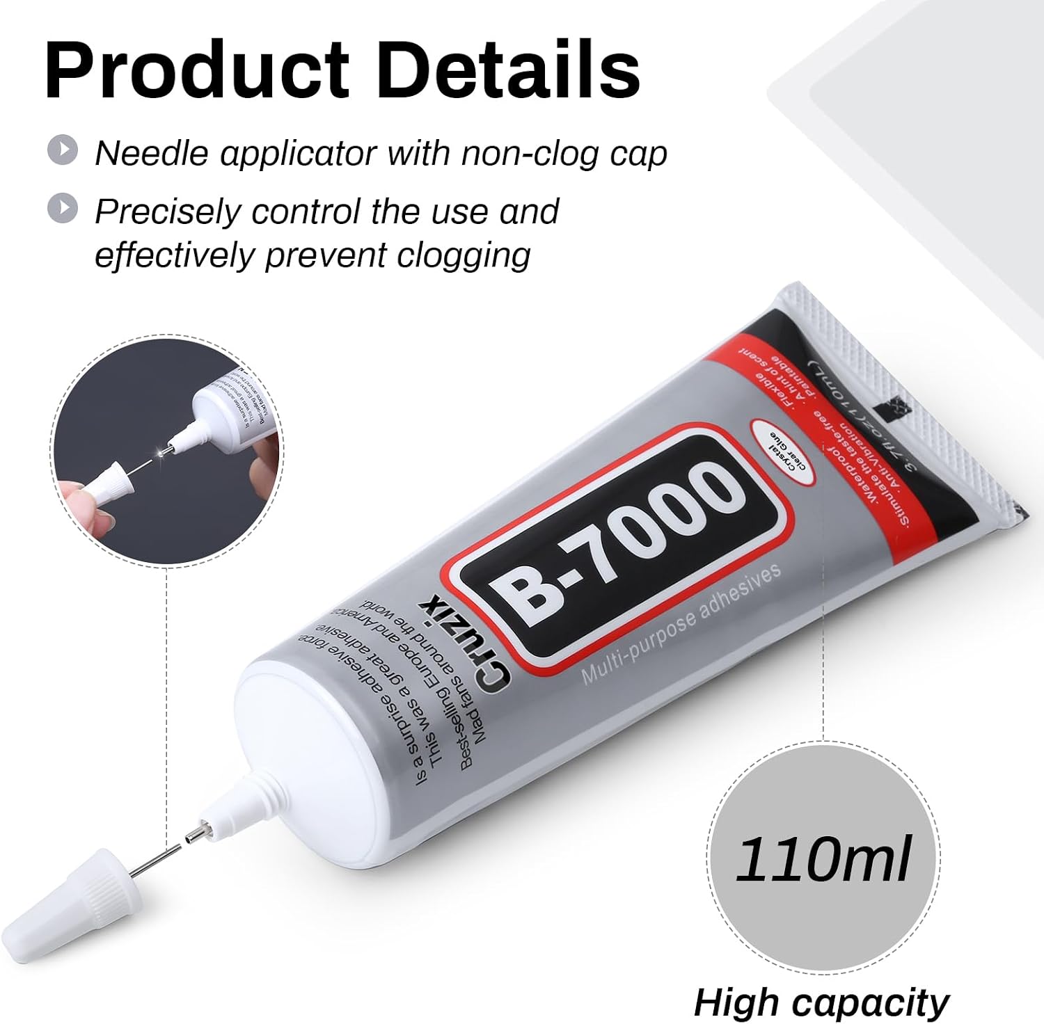 Detalle de Cruzix RZ0081 B7000 Clear Adhesive, 110 ml Precision-Tip Glue