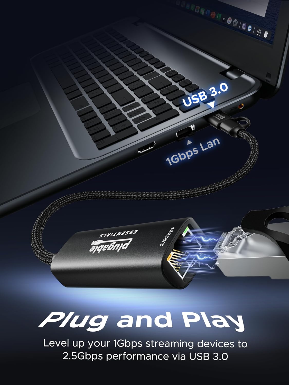 Detalle de Plugable USB-C to Ethernet Adapter, 2.5Gbps