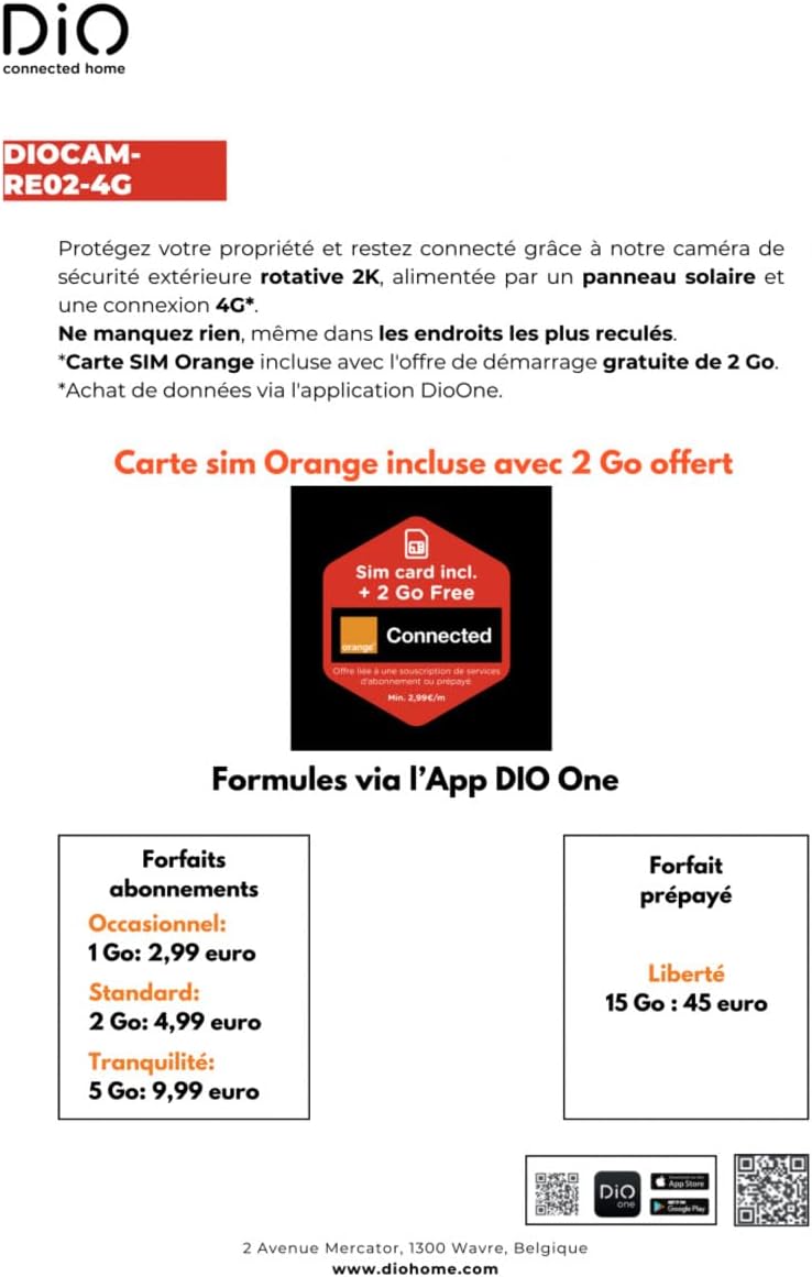 Thumbnail 3 de DiO Caméra rotative d’extérieur sur Batterie sans Fil 4G avec Panneau Solaire