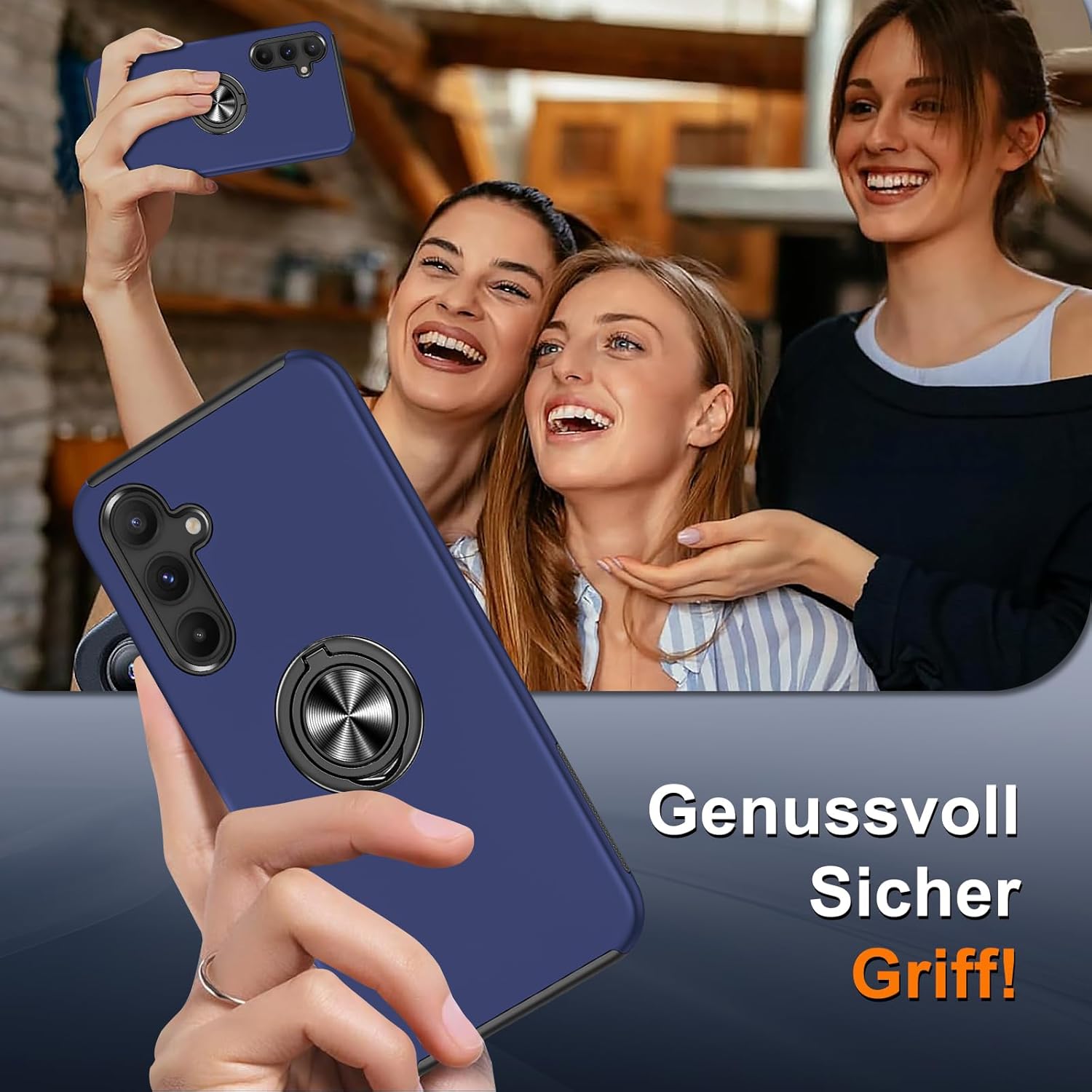 Thumbnail 5 de Vaki Handyhülle für Samsung Galaxy A15 5G (Blau) mit 360° Magnet-Ringständer und Displayschutzfolie