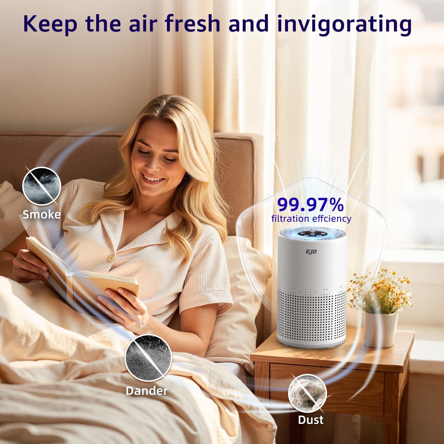 Thumbnail 1 de Bedroom H13 HEPA Air Purifier (H13 HEPA, 3-stage filtration, 12db sleep mode, 3 speeds)