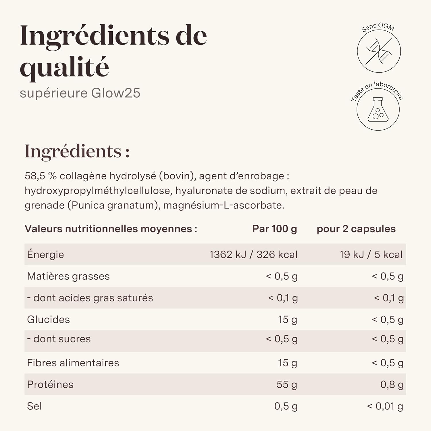 Thumbnail 4 de Glow25® Gélules de collagène à l’acide hyaluronique et vitamine C (180 gélules)