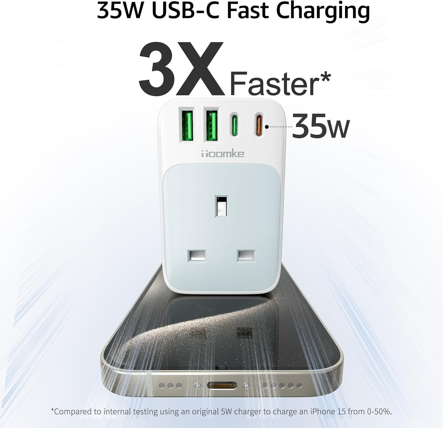 Thumbnail 1 de UK to US Plug Adapter with PD 35W USB-C Fast Charge (Type B) + 2 USB-A and 2 USB-C ports