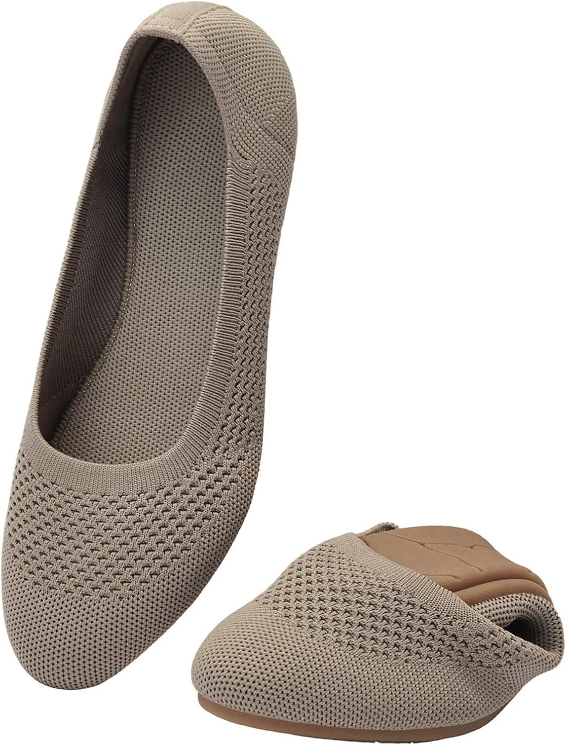 Thumbnail 6 de Puxowe Damen Strick-Ballerinas mit Rundkappe – flache Slip-On Schuhe für Alltagskomfort