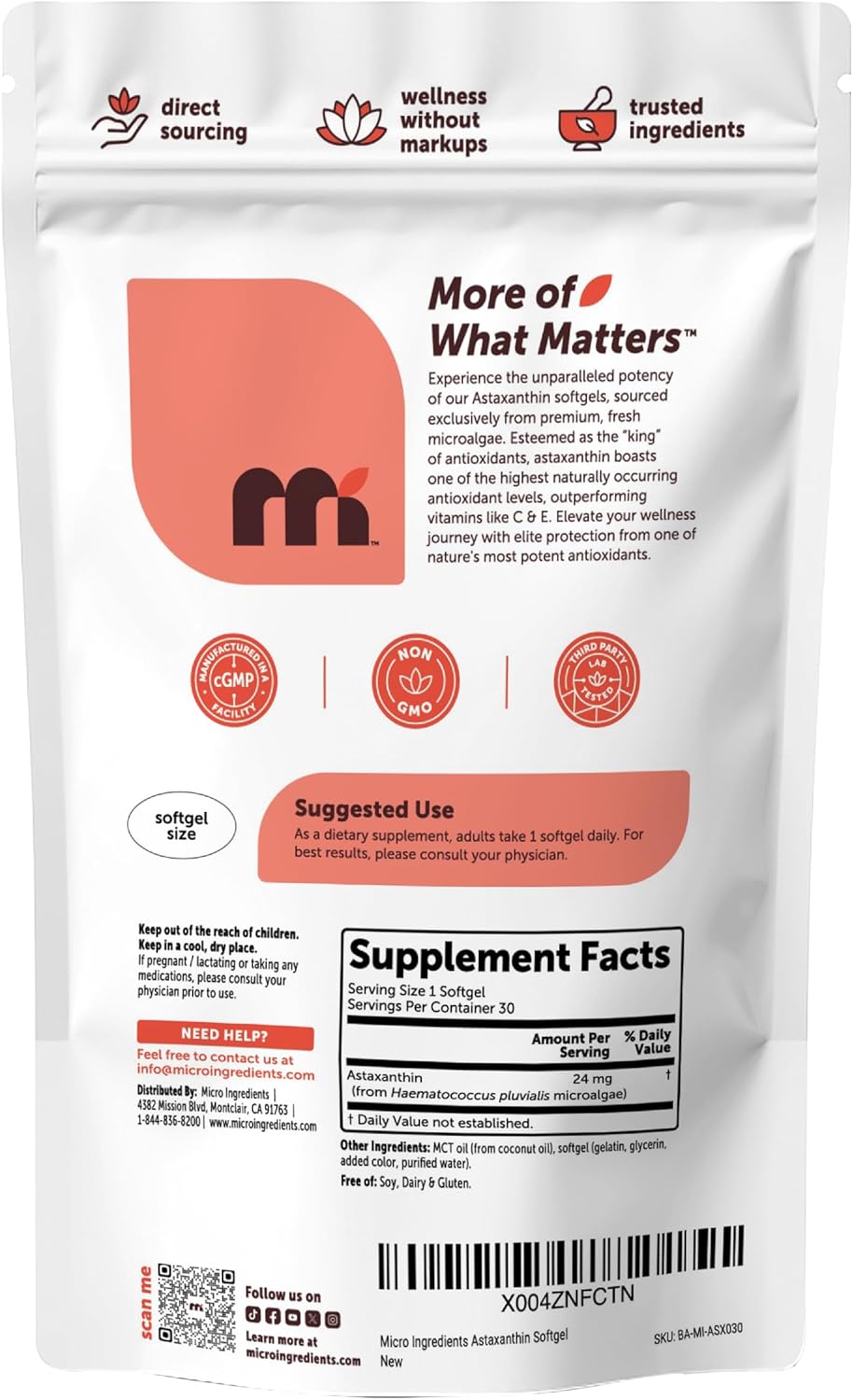 Detalle 2 de Micro Ingredients Astaxanthin Supplement 24 mg