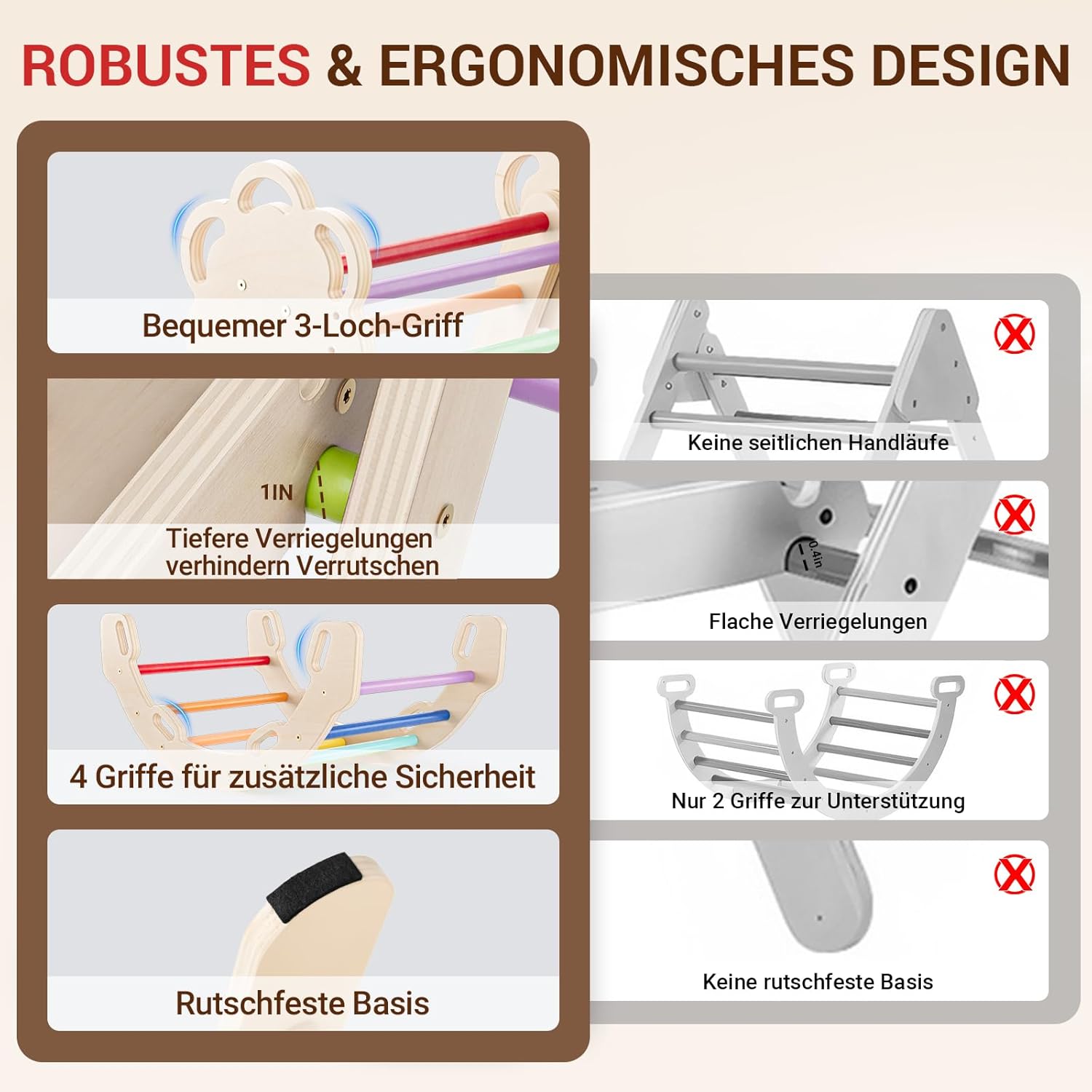 Thumbnail 4 de COSYLAND Indoor Klettergerüst L – Großes Kletterdreieck-Set mit Kletterbogen & Rutsche (8-in-1) für Kinder ab 18 Monaten