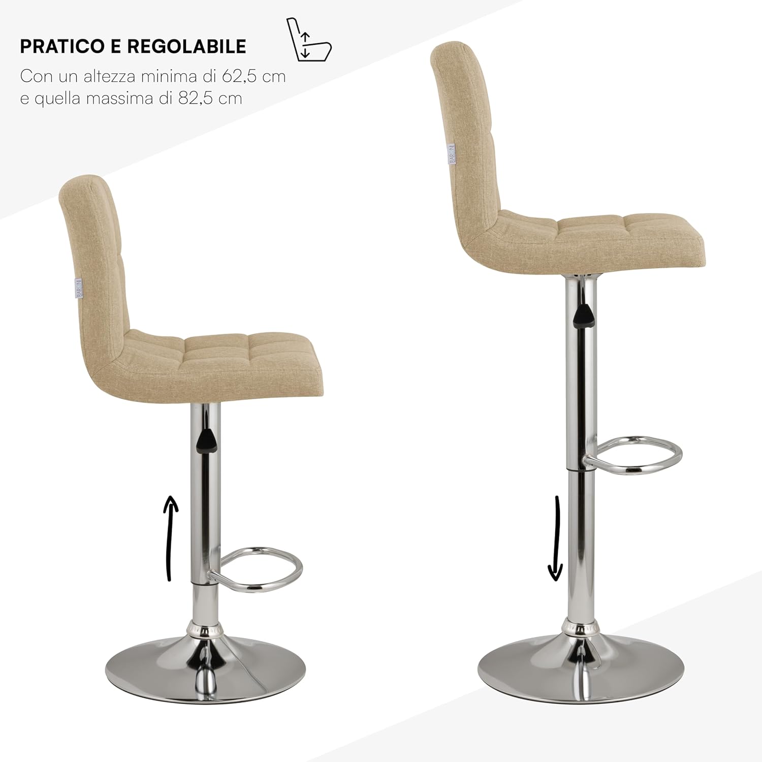 Detalle 2 de Baroni Home sgabello da bar 360° beige