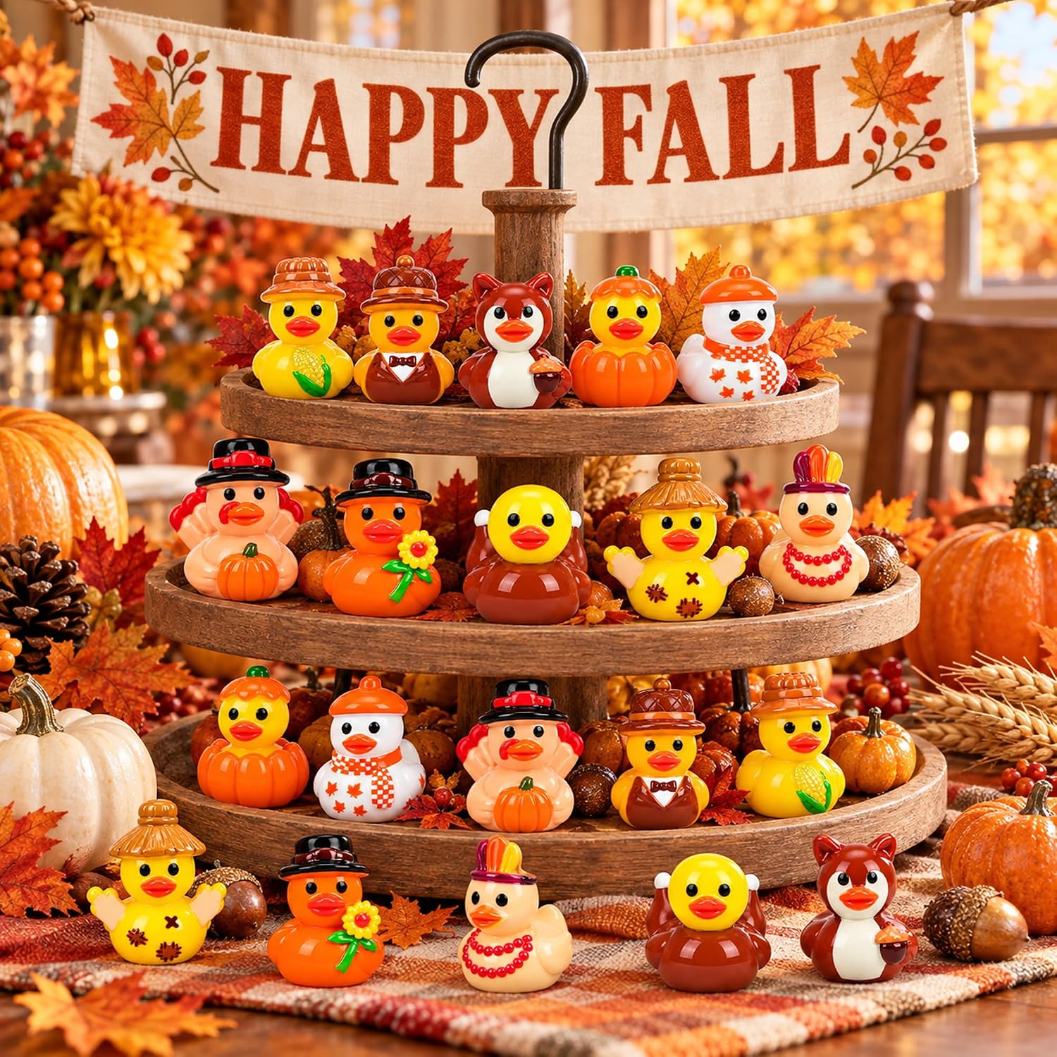 Detalle 1 de QAUYETM Figurine-2 Fall Mini Resin Ducks, 120 Pieces in 10 Styles