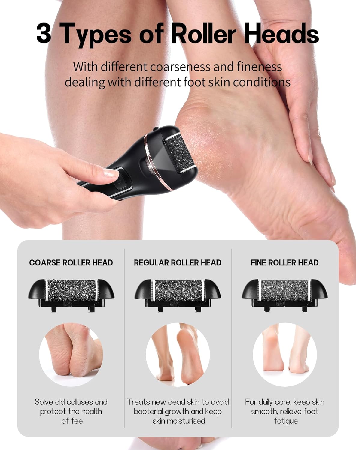 Detalle de Electric Foot File Hard Skin Remover: 16-in-1 Pedicure Set for Dry, Cracked Heels