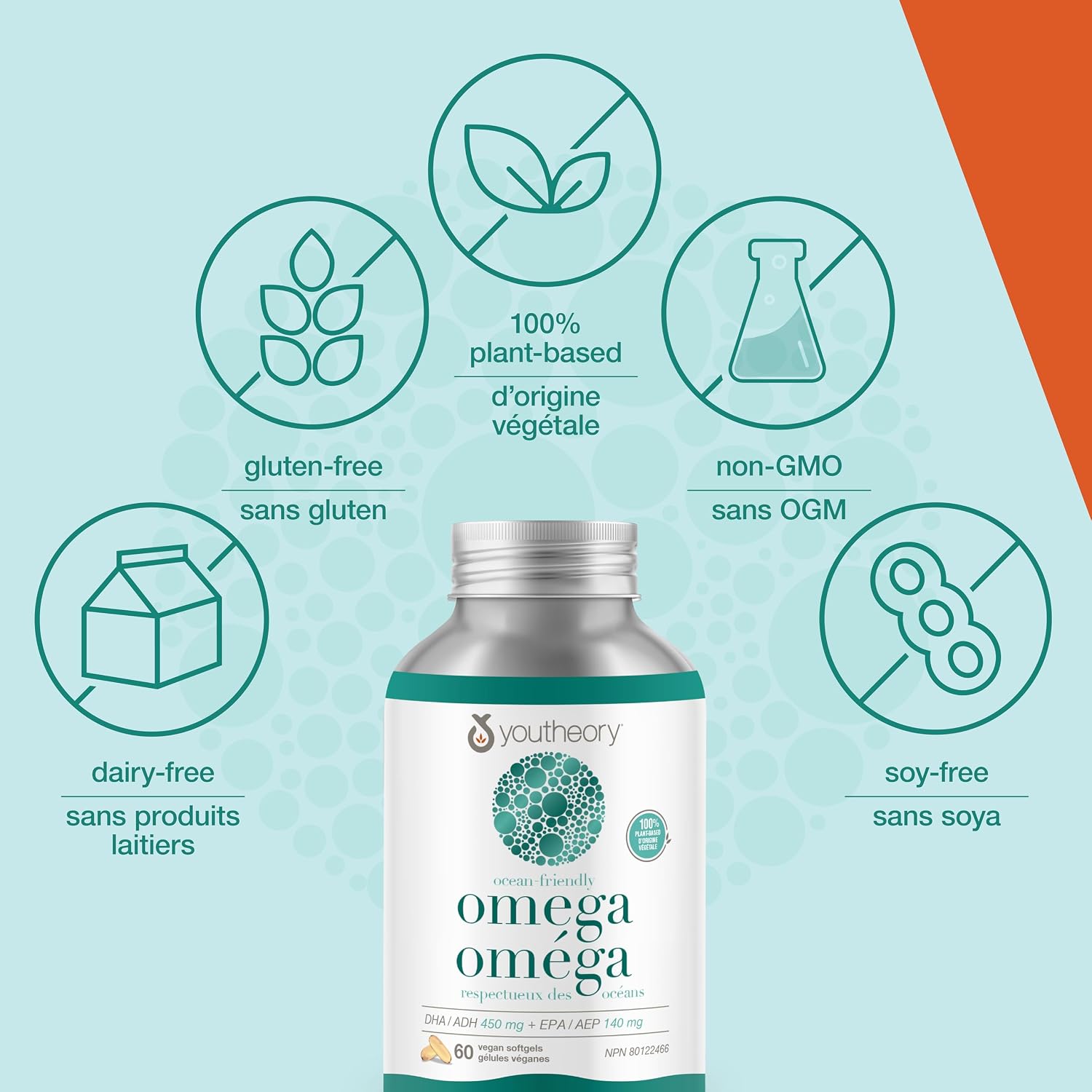 Detalle de Youtheory Ocean Friendly Omega-3 Vegan Softgels, Algae Oil, 60 Count