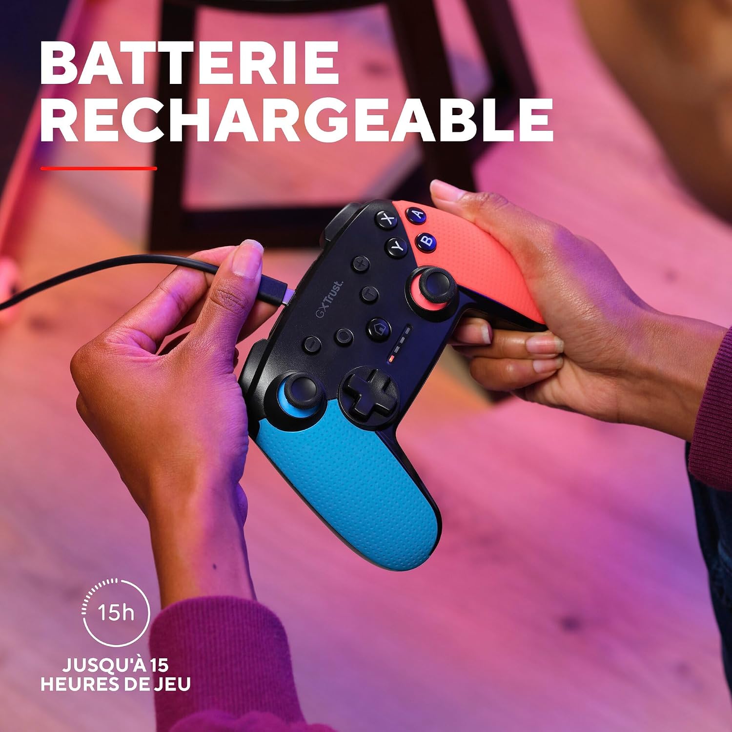 Detalle de GXTrust Muta Manette Switch Sans Fil avec Bluetooth, Bleu/Rouge