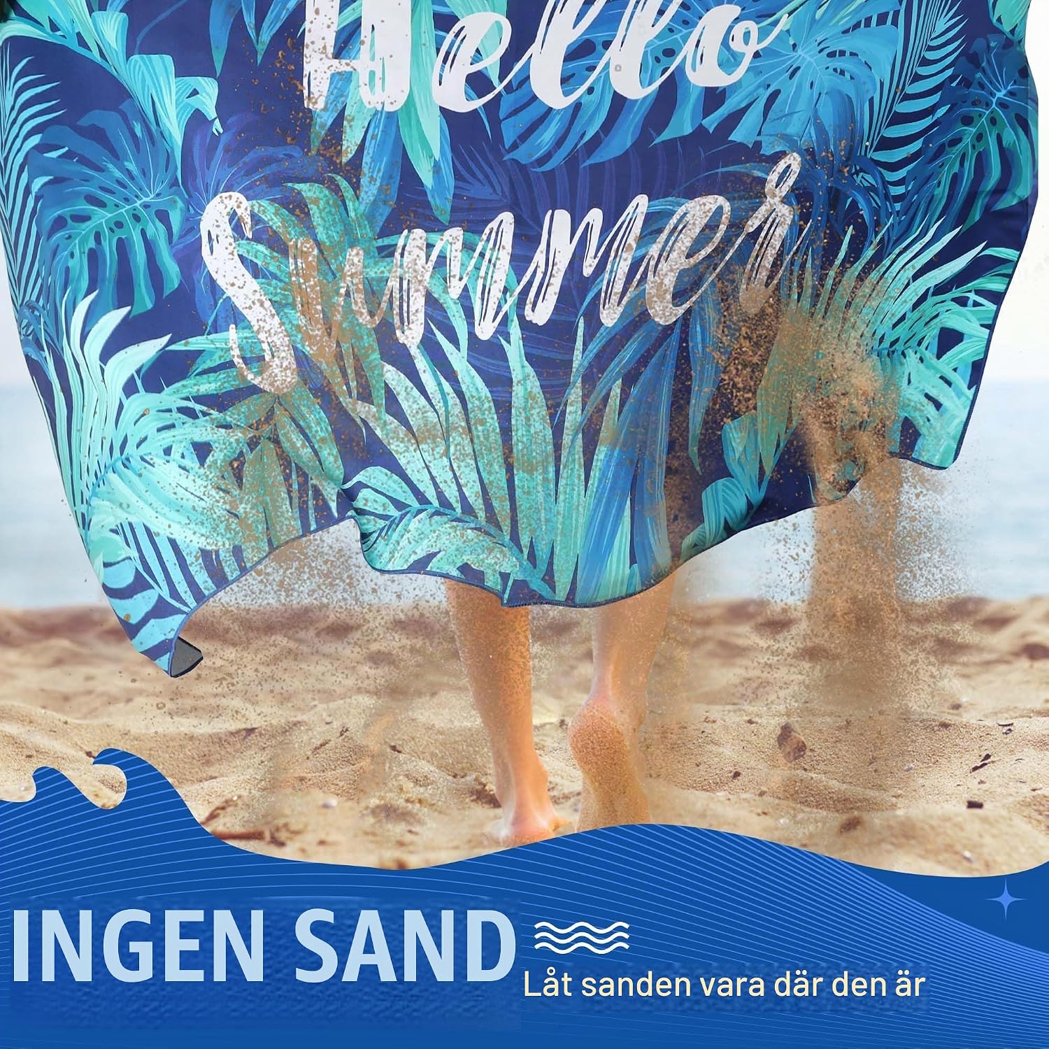 Detalle 2 de Pameil mikrofiberstrandhandduk 90 x 180 cm, snabbtorkande och sandavvisande