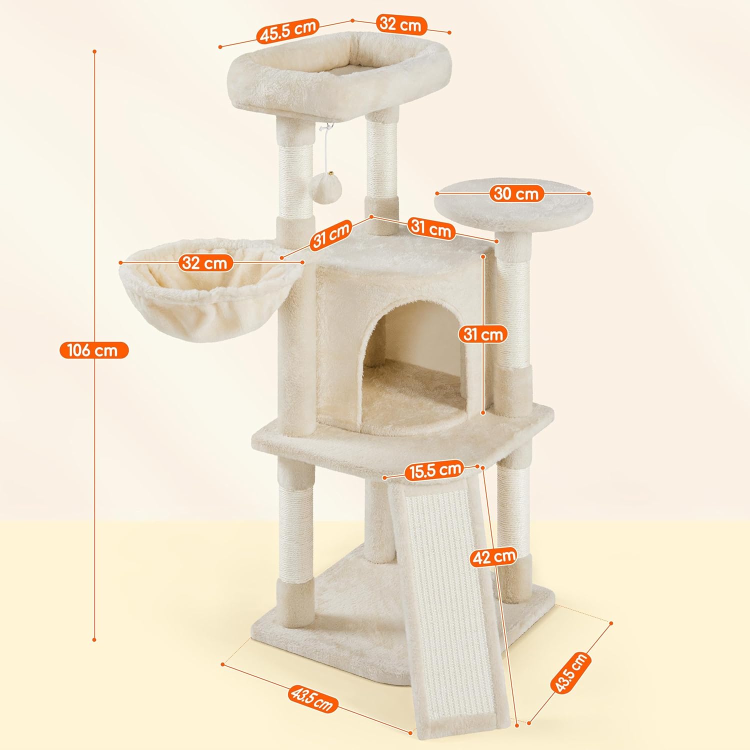 Thumbnail 2 de Yaheetech 107cm Cat Tree with Condo and Basket 🐱