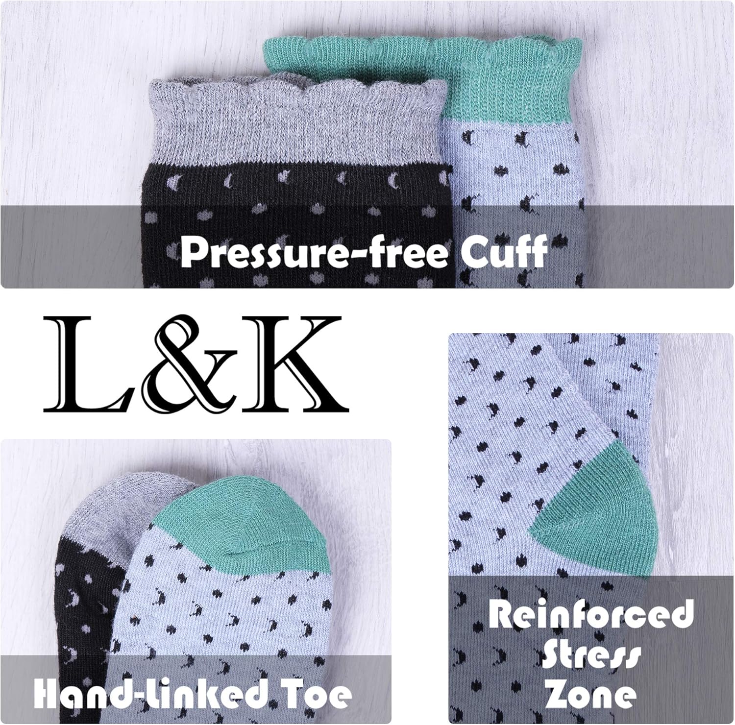 Thumbnail 1 de L&K Lot de 6 chaussettes sportives femme multicolores en coton hiver 92263VA