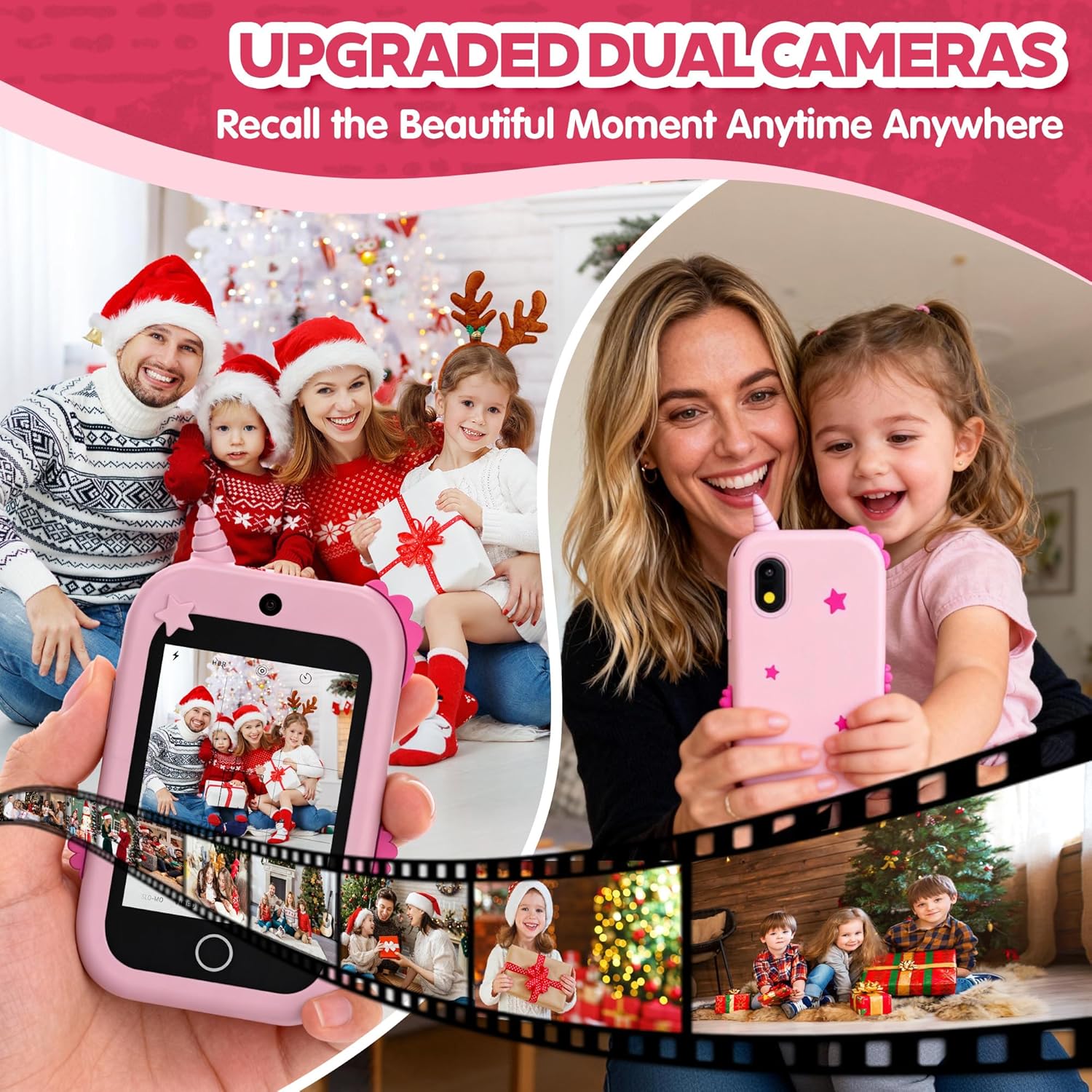 Detalle de 4G Téléphone Portable pour Enfants – Smartphone avec GPS, Appels/Vidéo et Double Caméra (Rose)