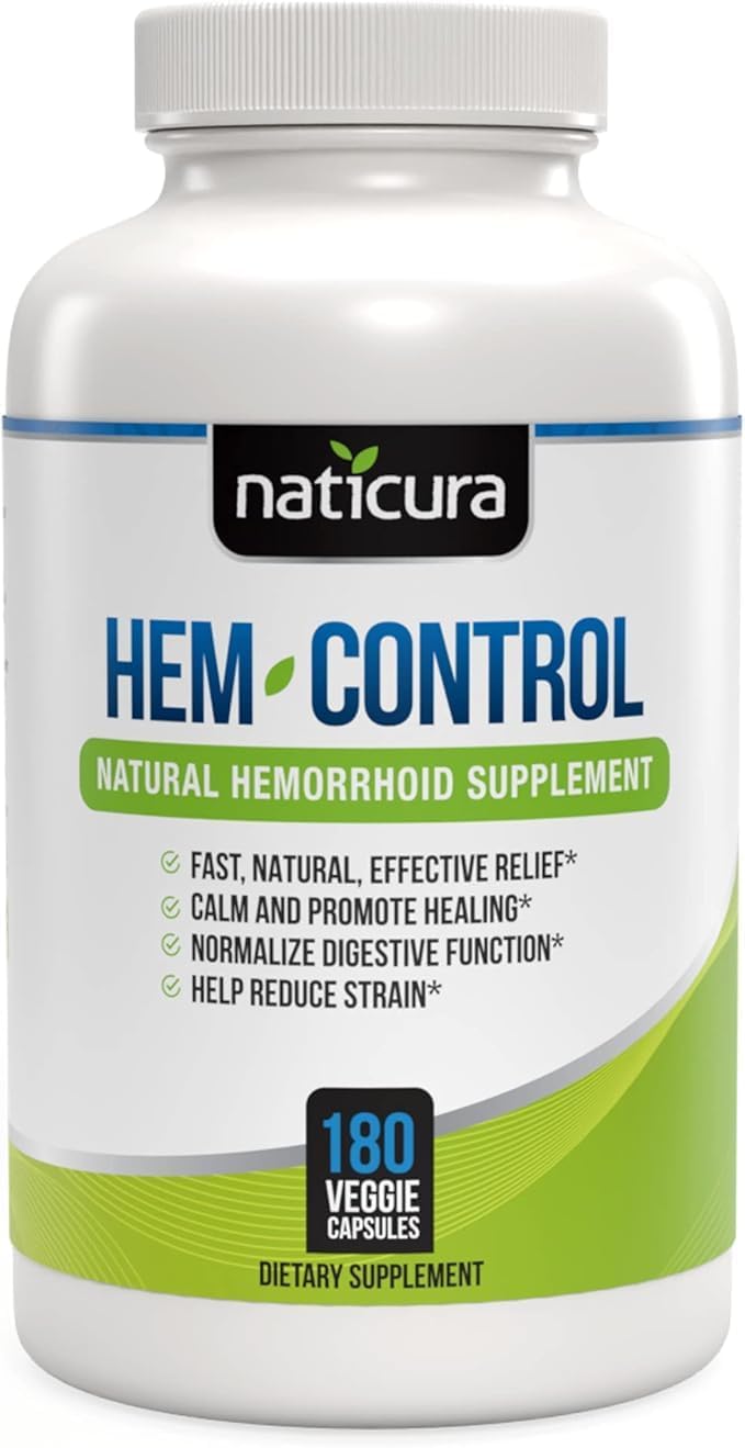 Detalle de Naticura Hem-Control Hemorrhoid Relief, 180 Count, Vegan Herbal Formula