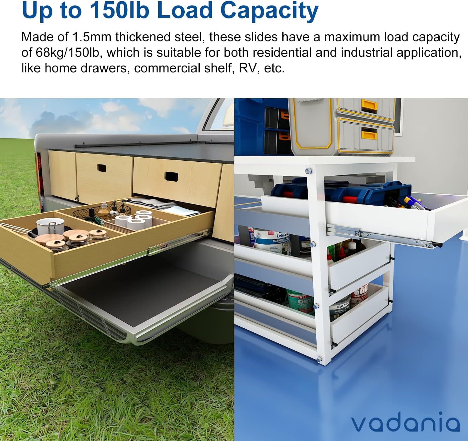 Thumbnail 3 de VADANIA 900mm Ultra Heavy Duty Drawer Runners with Lock – 1 Pair