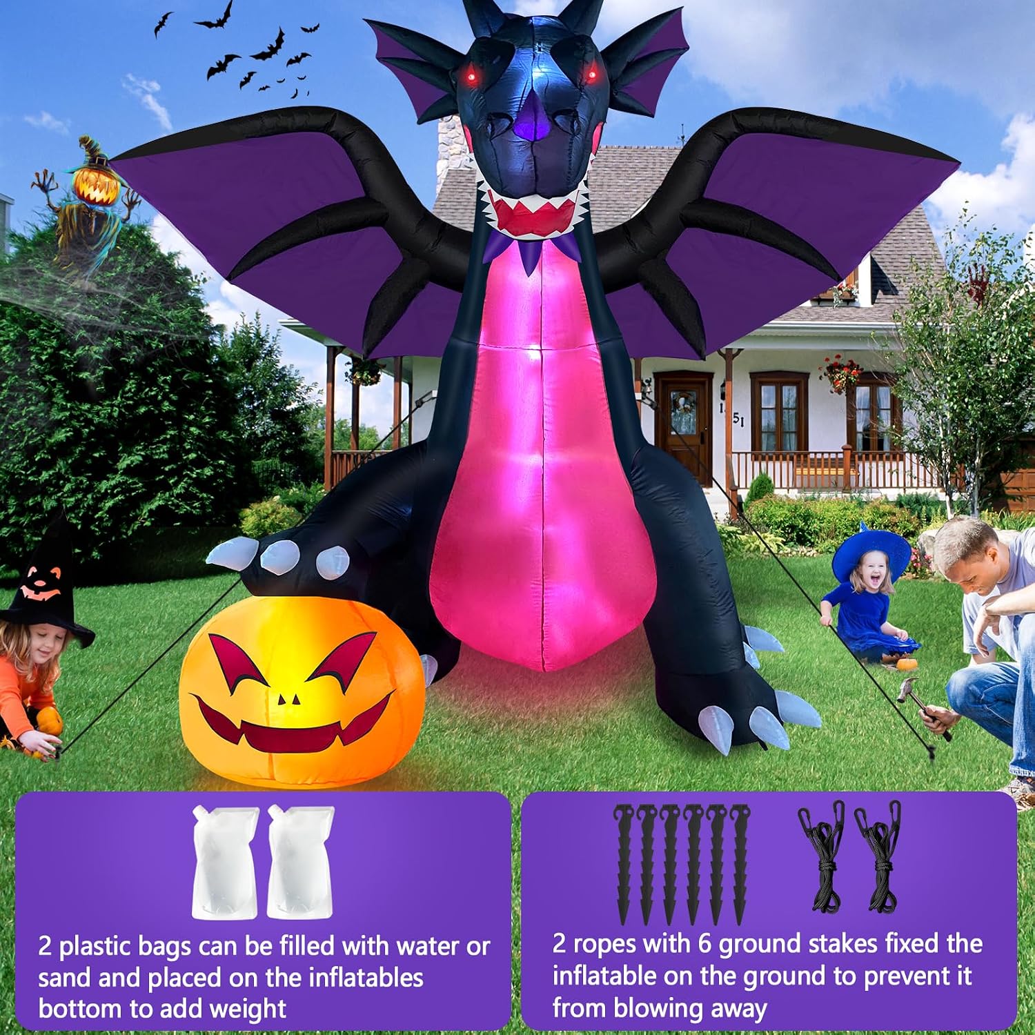 Detalle 2 de Danxilu inflatable Halloween dragon, 9-foot