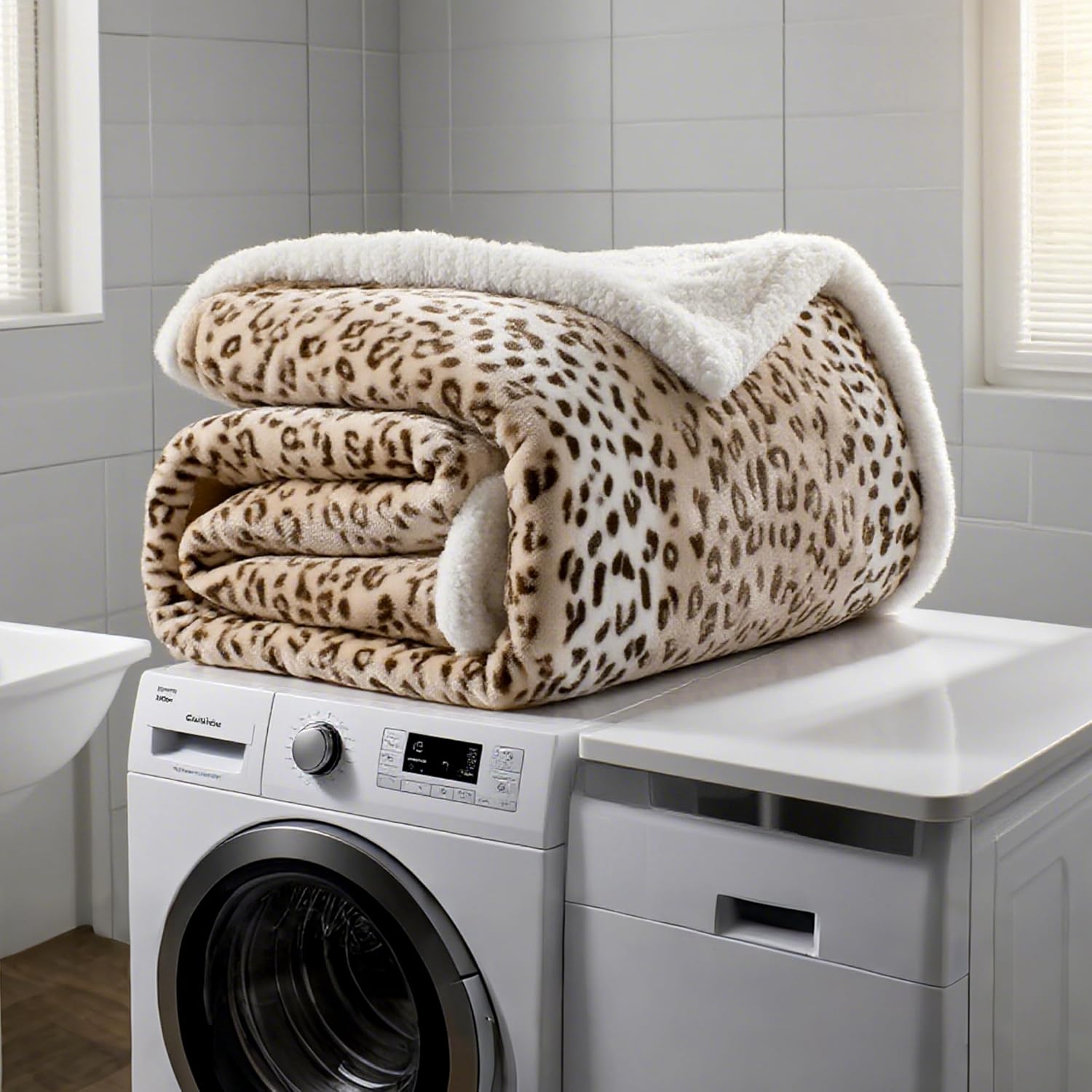 Thumbnail 3 de Beige Leopard Electric Heated Blanket 72x84" 📺