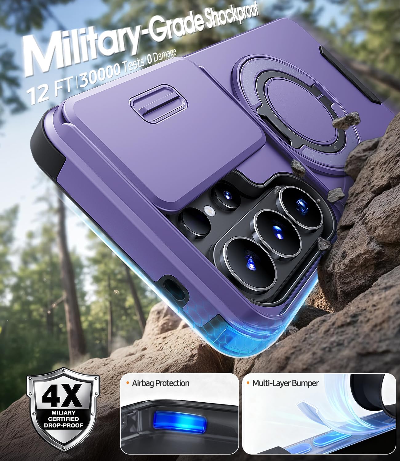 Thumbnail 3 de JAME for Samsung Galaxy S26 Ultra Case with Ring Holder, Slide Camera Cover, and Screen Protector