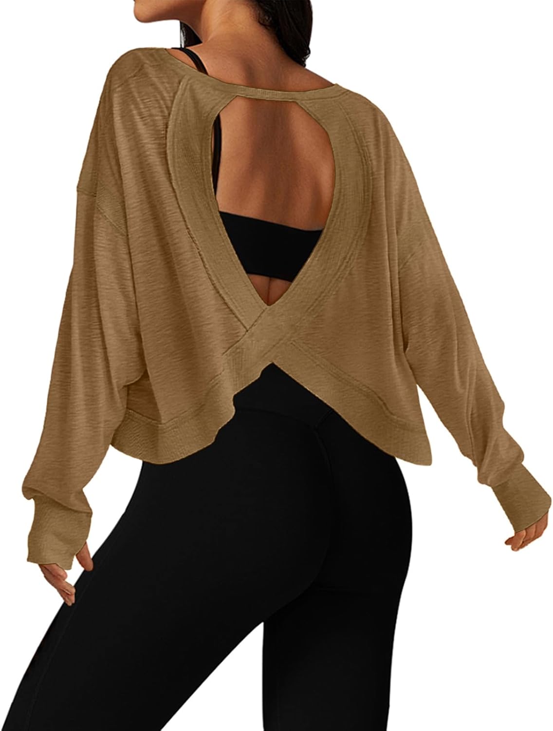 Thumbnail 5 de UNIANKIYA Open Back Long Sleeve Crop Top