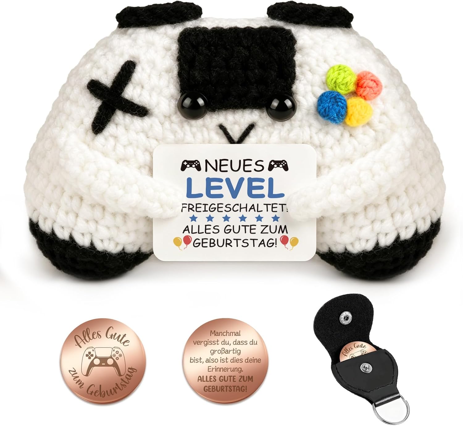 Detalle de Giftota Pocket Hug Gamepad – handgehäkeltes Geburtstagsgeschenk für Gamer