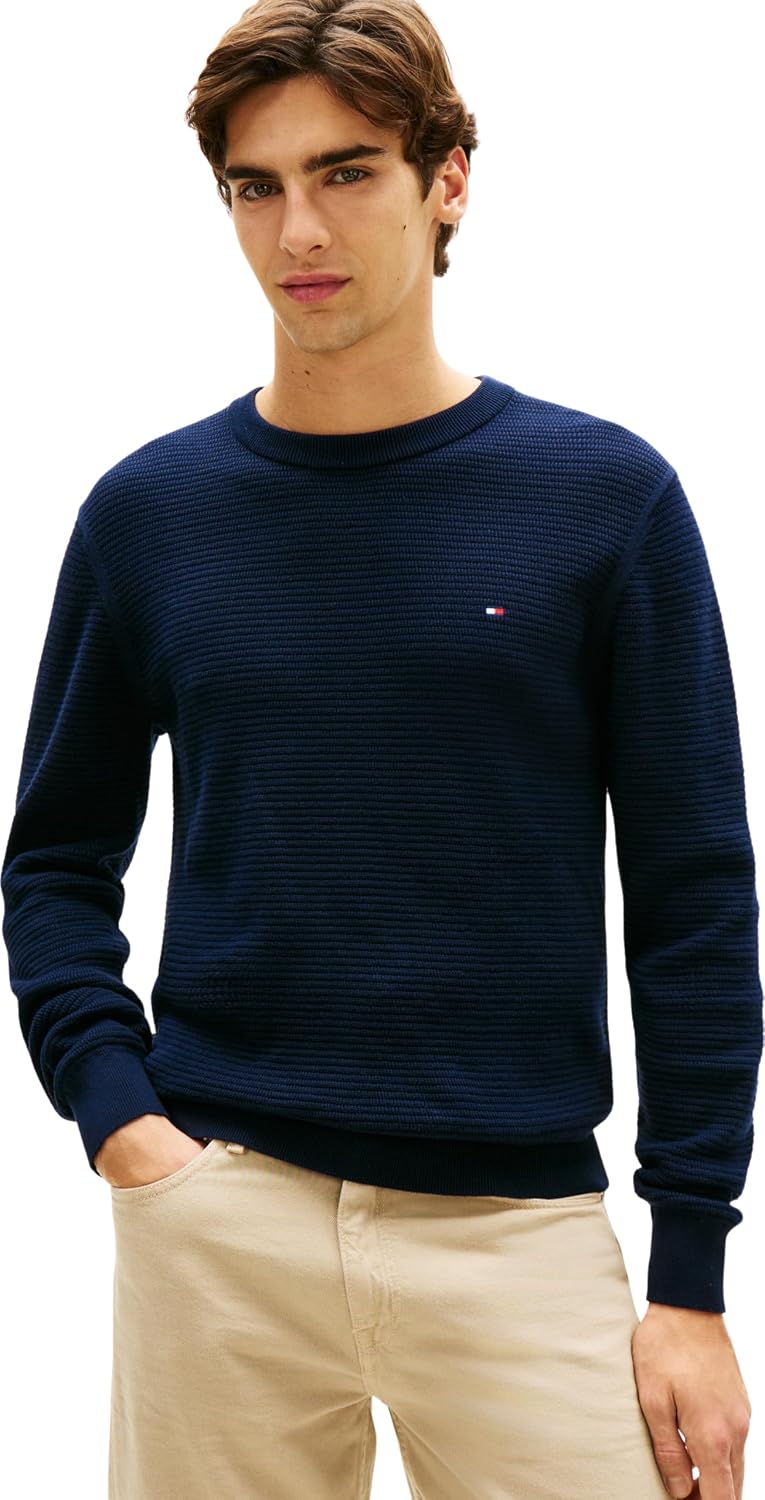 Detalle 2 de Tommy Hilfiger Seasonal Structure Crew Neck MW0MW42799 maglione da uomo (confezione singola)